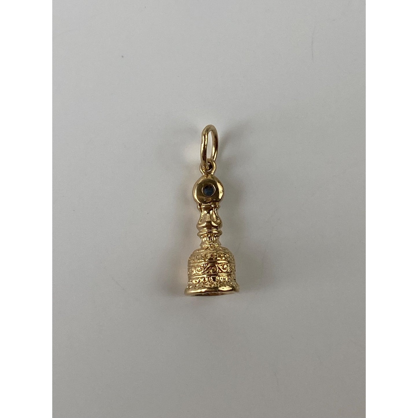 Solid 14k Yellow Gold Blue Spinel Charm