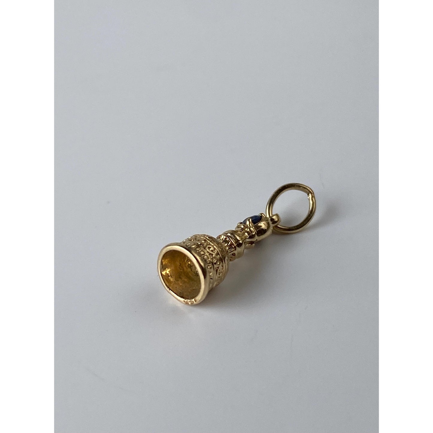 Solid 14k Yellow Gold Blue Spinel Charm