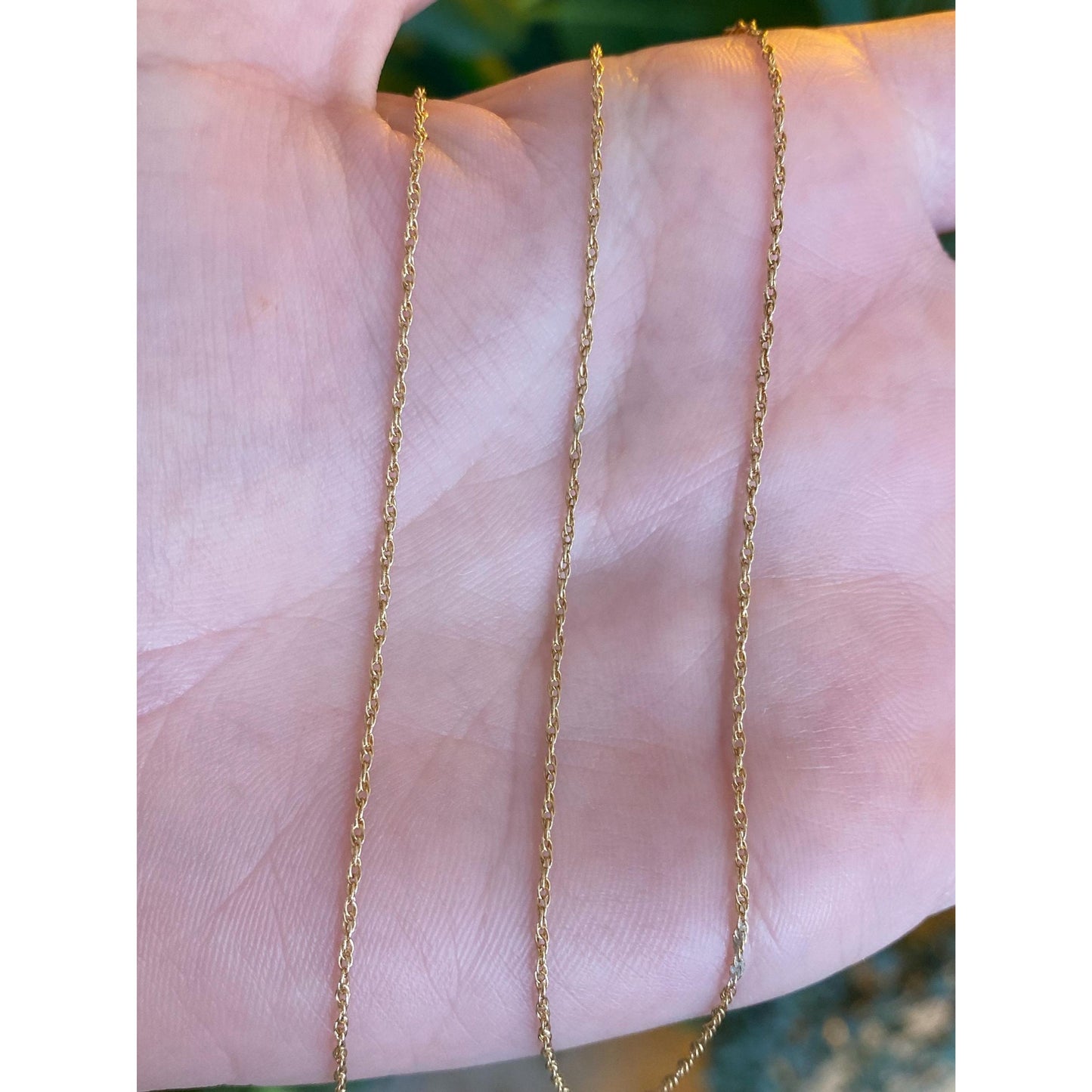 Vintage Solid 14k Yellow Gold Dainty Chain Necklace - 17 inches