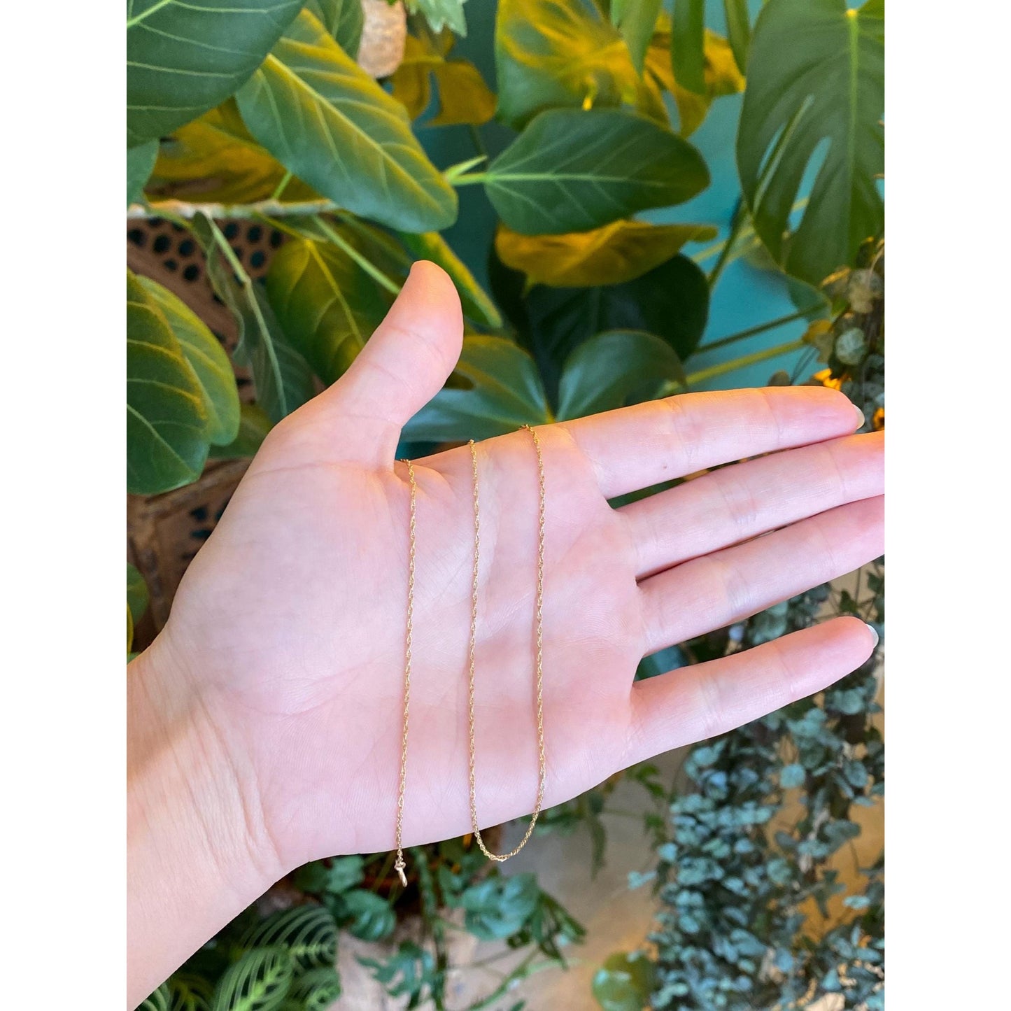 Vintage Solid 14k Yellow Gold Dainty Chain Necklace - 17 inches