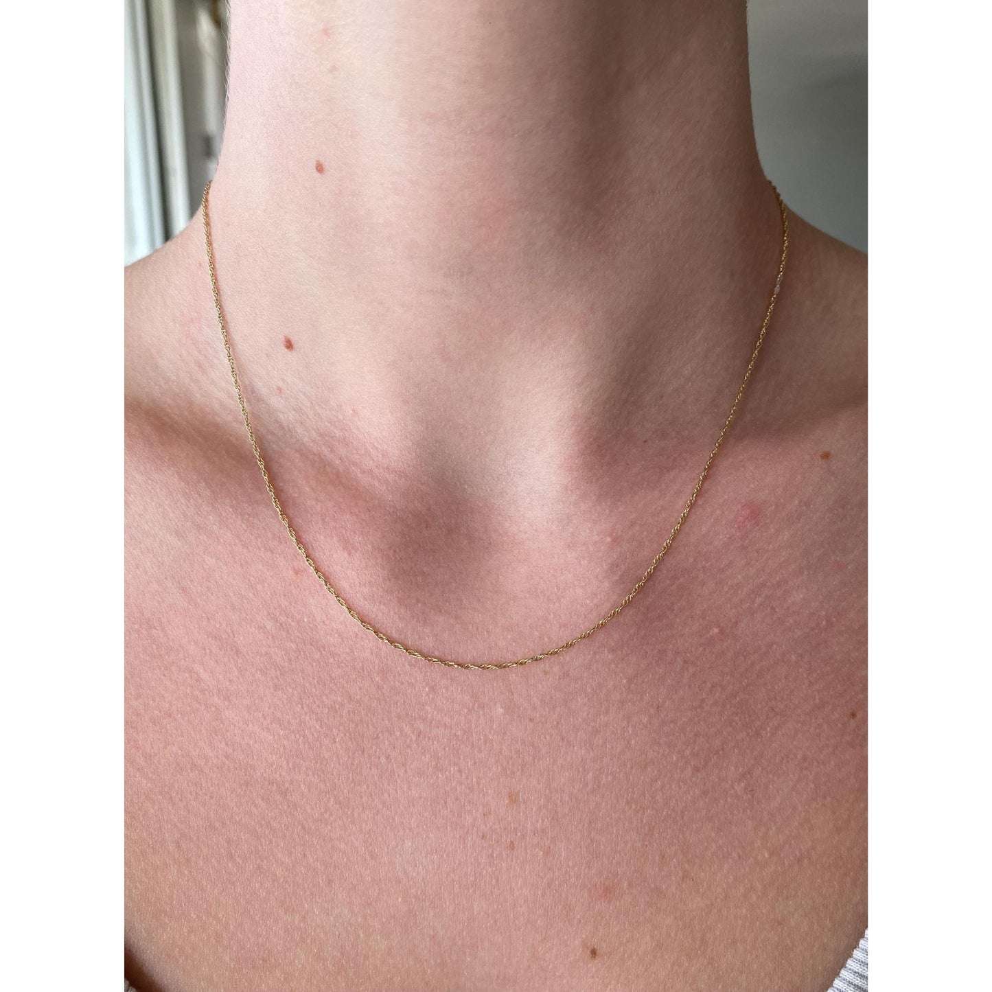 Vintage Solid 14k Yellow Gold Dainty Chain Necklace - 17 inches