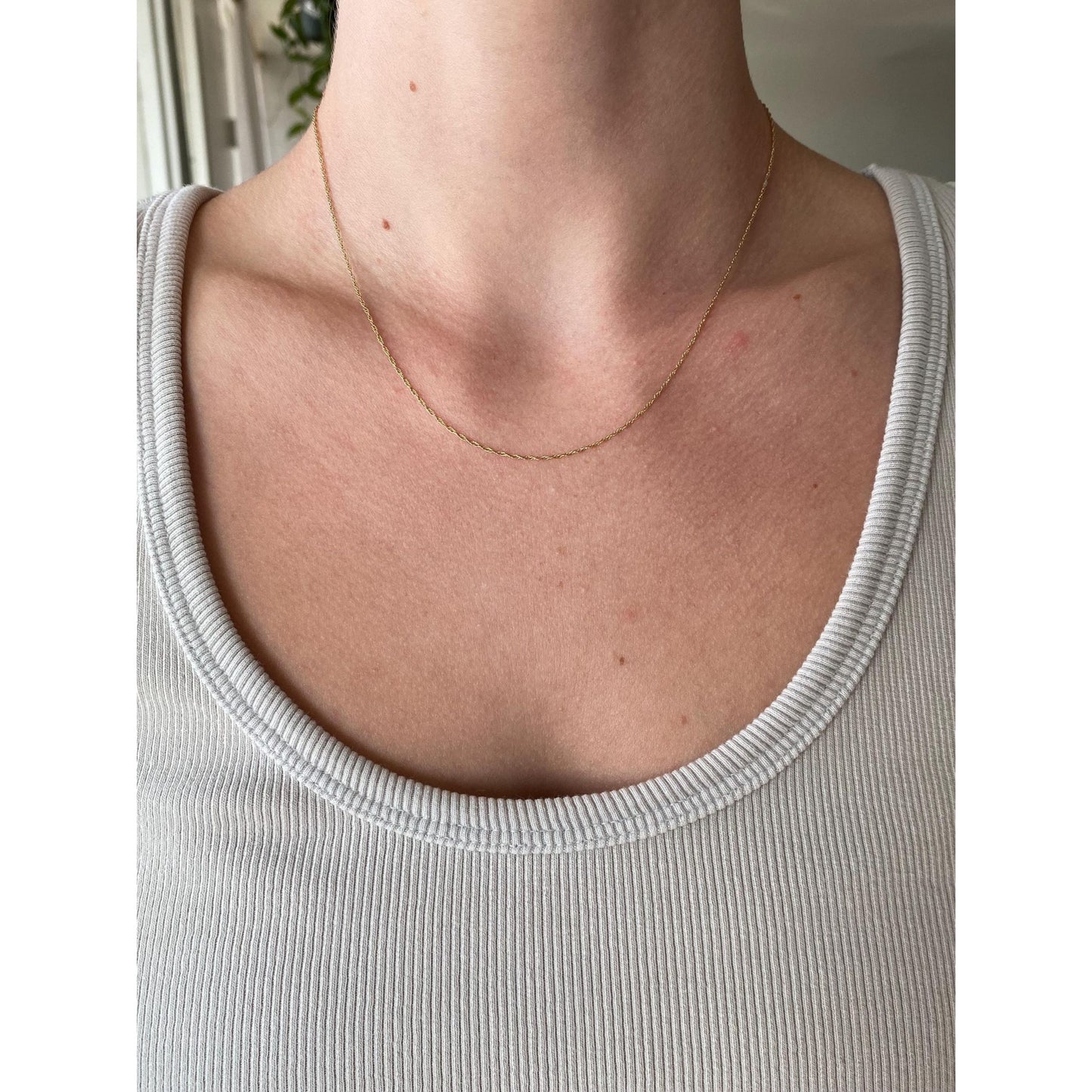 Vintage Solid 14k Yellow Gold Dainty Chain Necklace - 17 inches