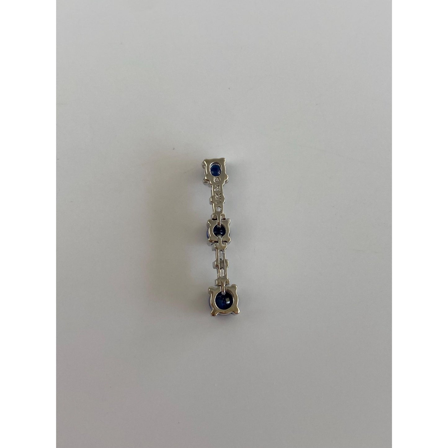 Vintage Solid 14k White Gold Diamond Blue Sapphire Slide Charm