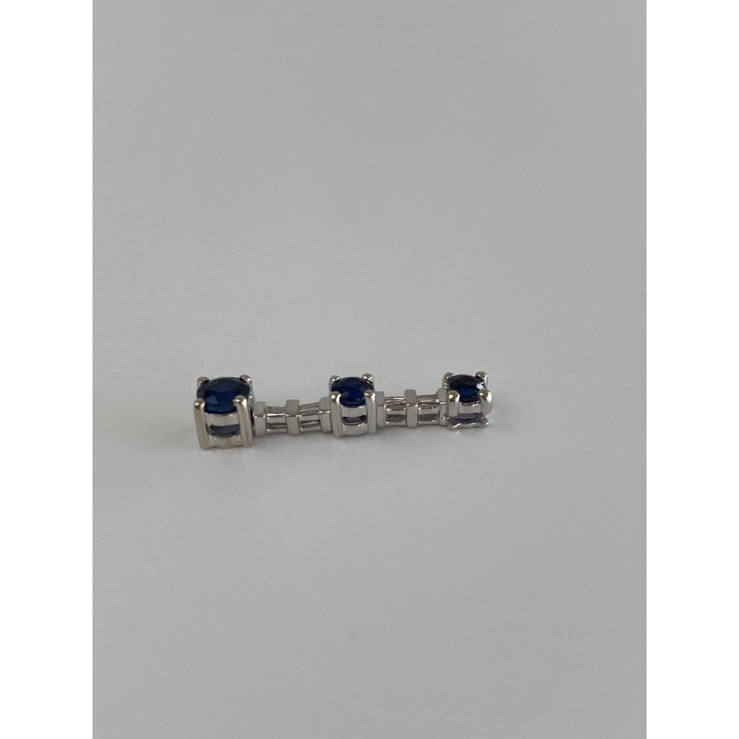 Vintage Solid 14k White Gold Diamond Blue Sapphire Slide Charm