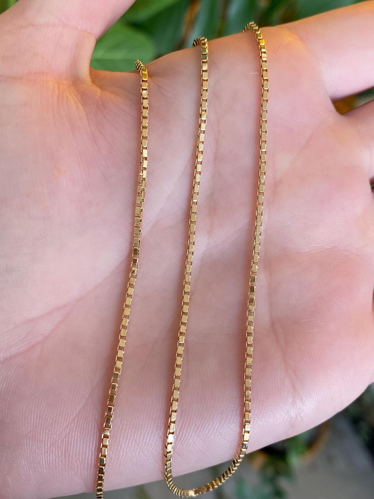 Vintage Solid 14k Yellow Gold Box Chain Necklace - 18.25 inches