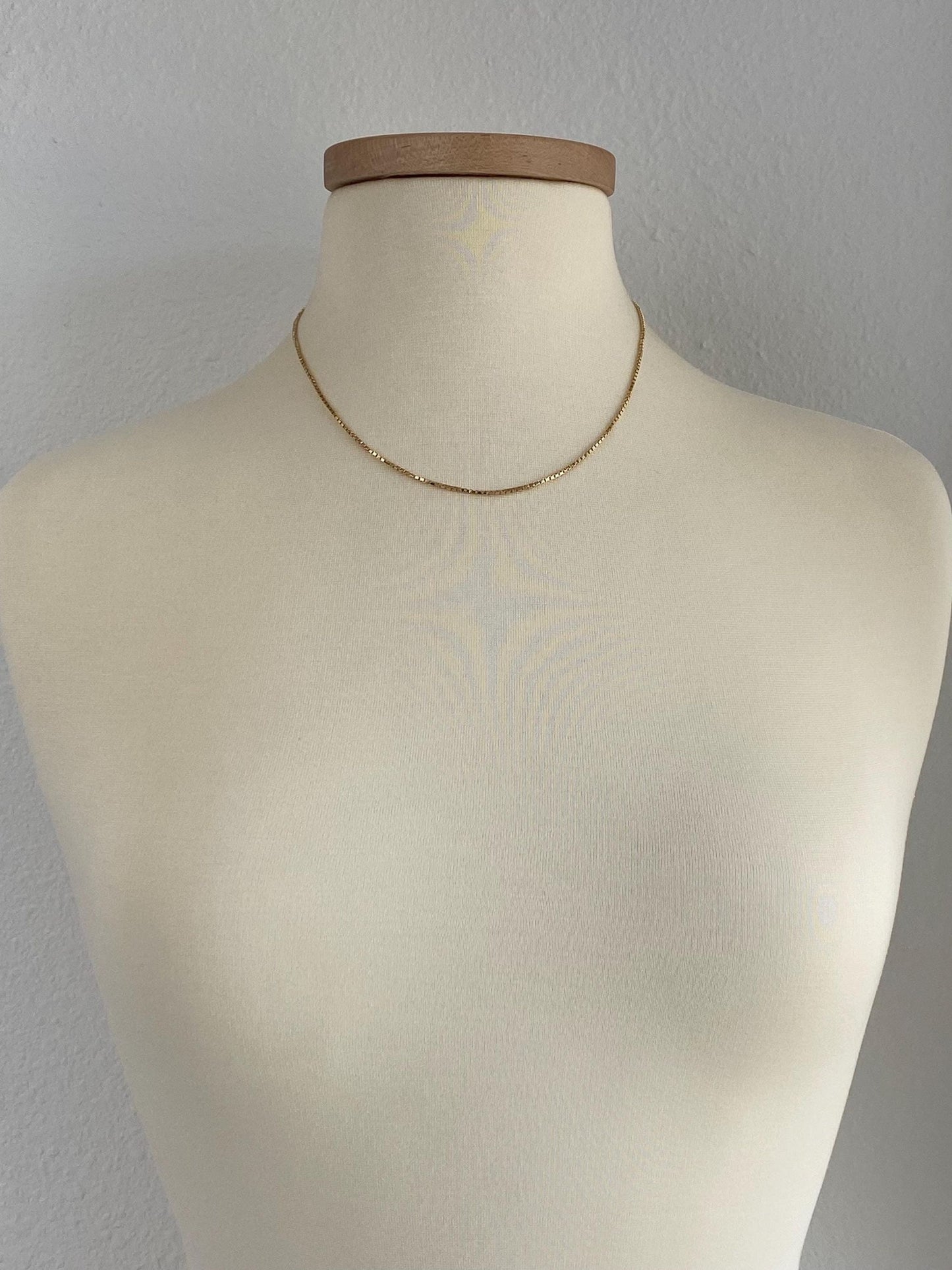Vintage Solid 14k Yellow Gold Box Chain Necklace - 18.25 inches