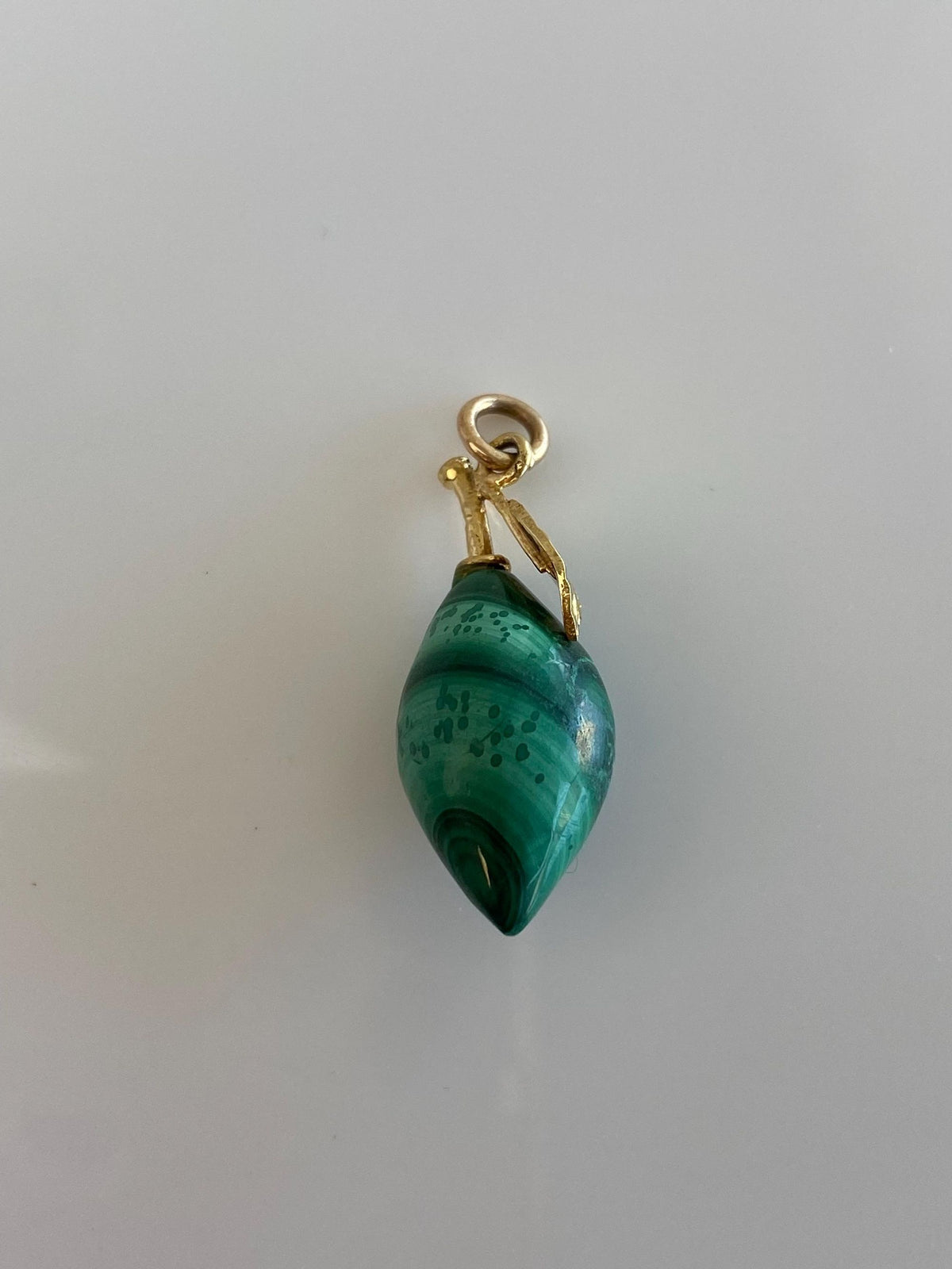 Vintage Solid 14k Yellow Gold Malachite Fruit Charm