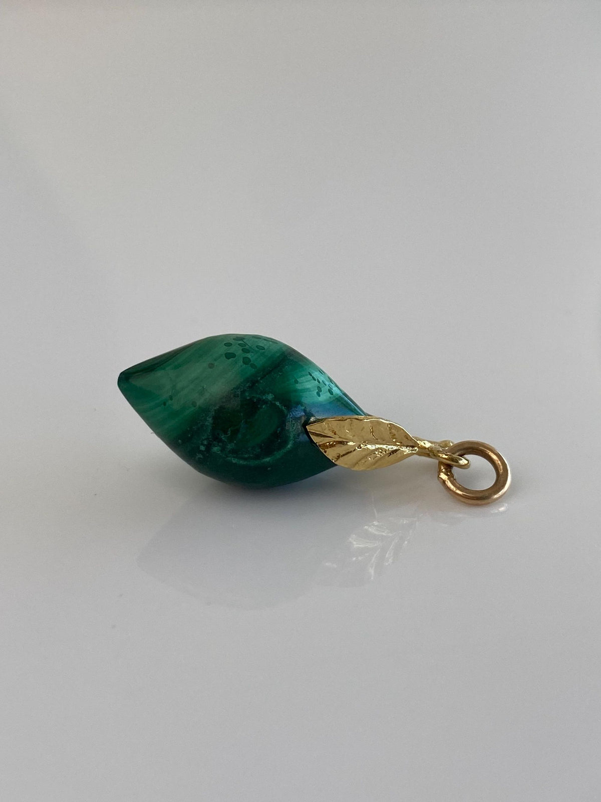 Vintage Solid 14k Yellow Gold Malachite Fruit Charm
