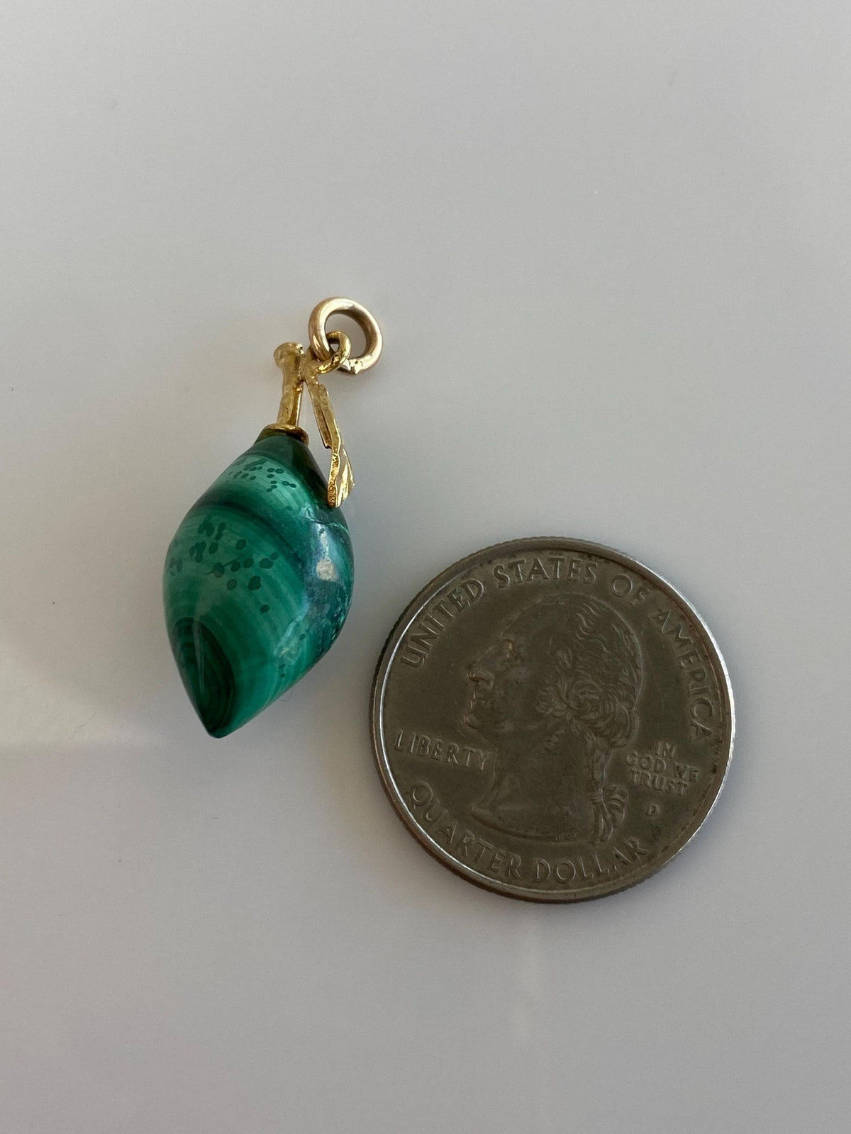Vintage Solid 14k Yellow Gold Malachite Fruit Charm