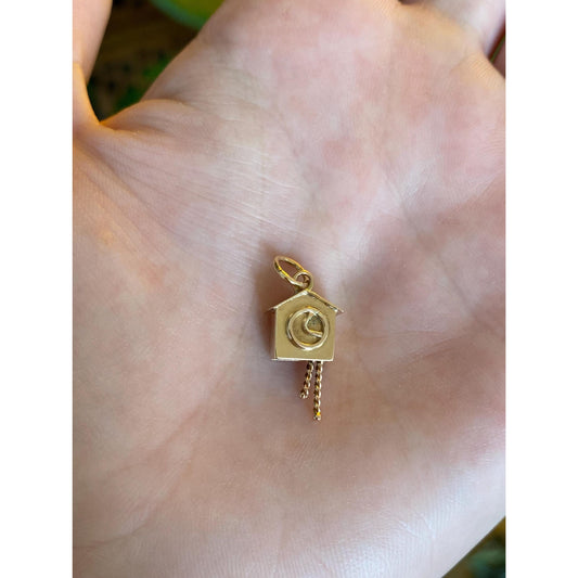 Solid 18k Rosey Gold Cuckoo Clock Charm
