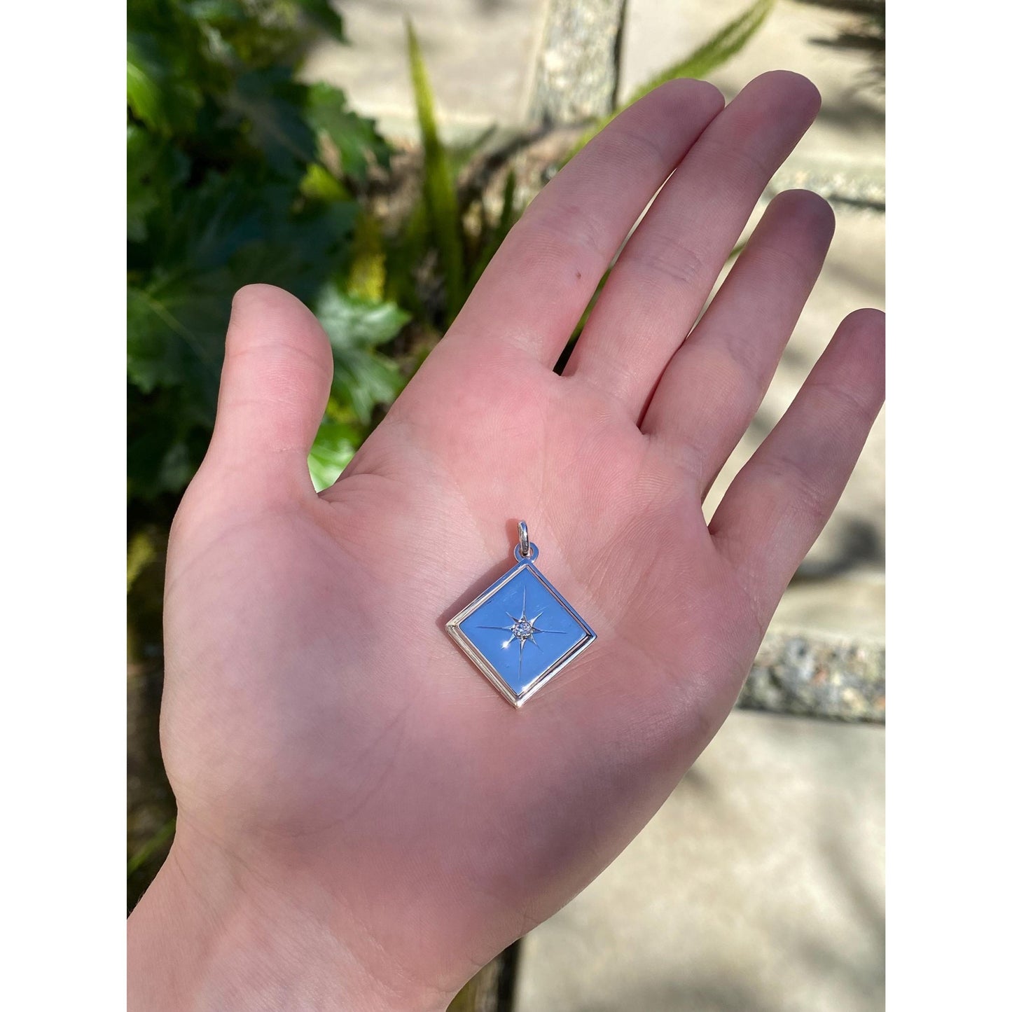 Vintage Solid 14k Platinum Star Set Diamond Cufflink Conversion Locket Charm