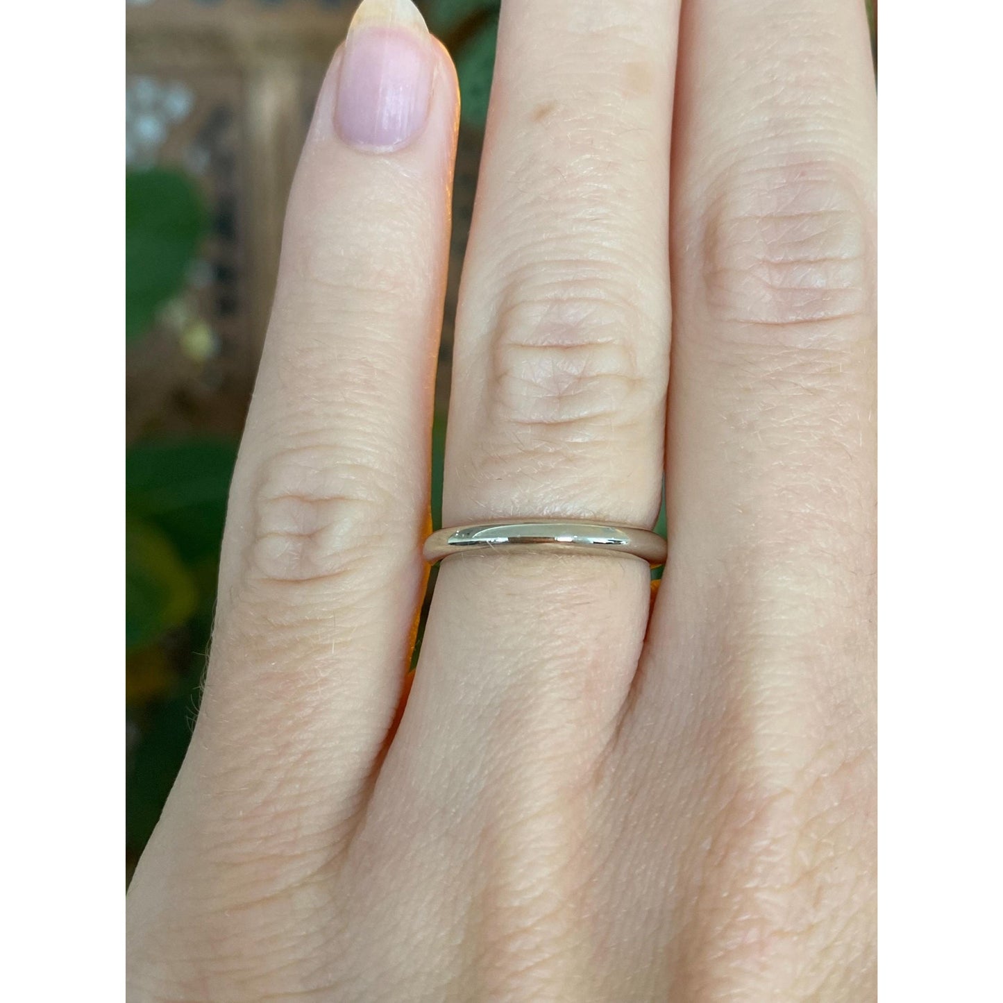 Vintage Solid 14k White Gold Ring Band - Size 4.75