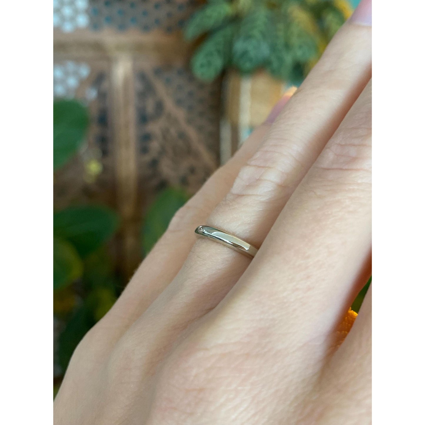 Vintage Solid 14k White Gold Ring Band - Size 4.75