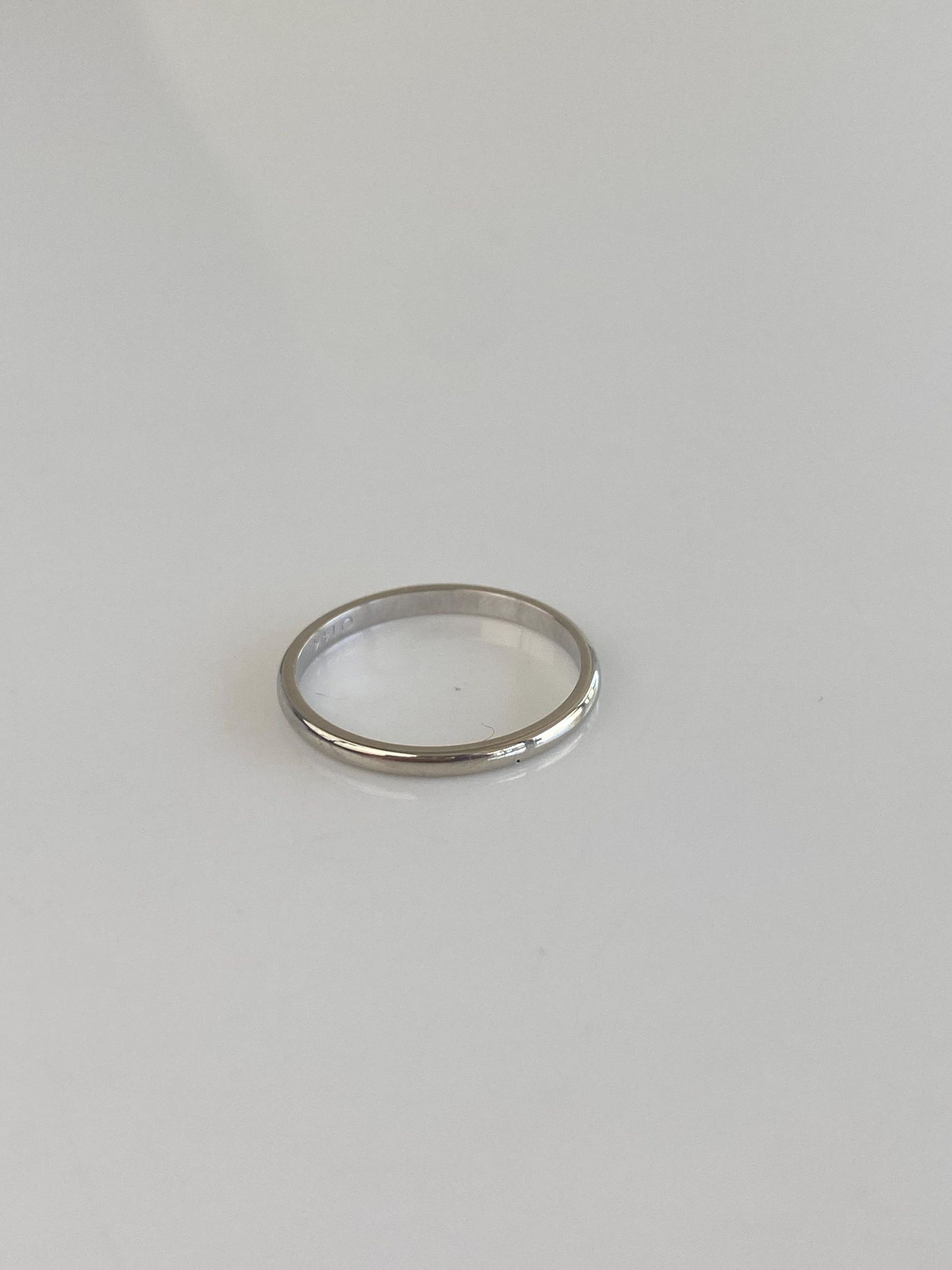 Vintage Solid 14k White Gold Slim Ring Band - Size 5.25
