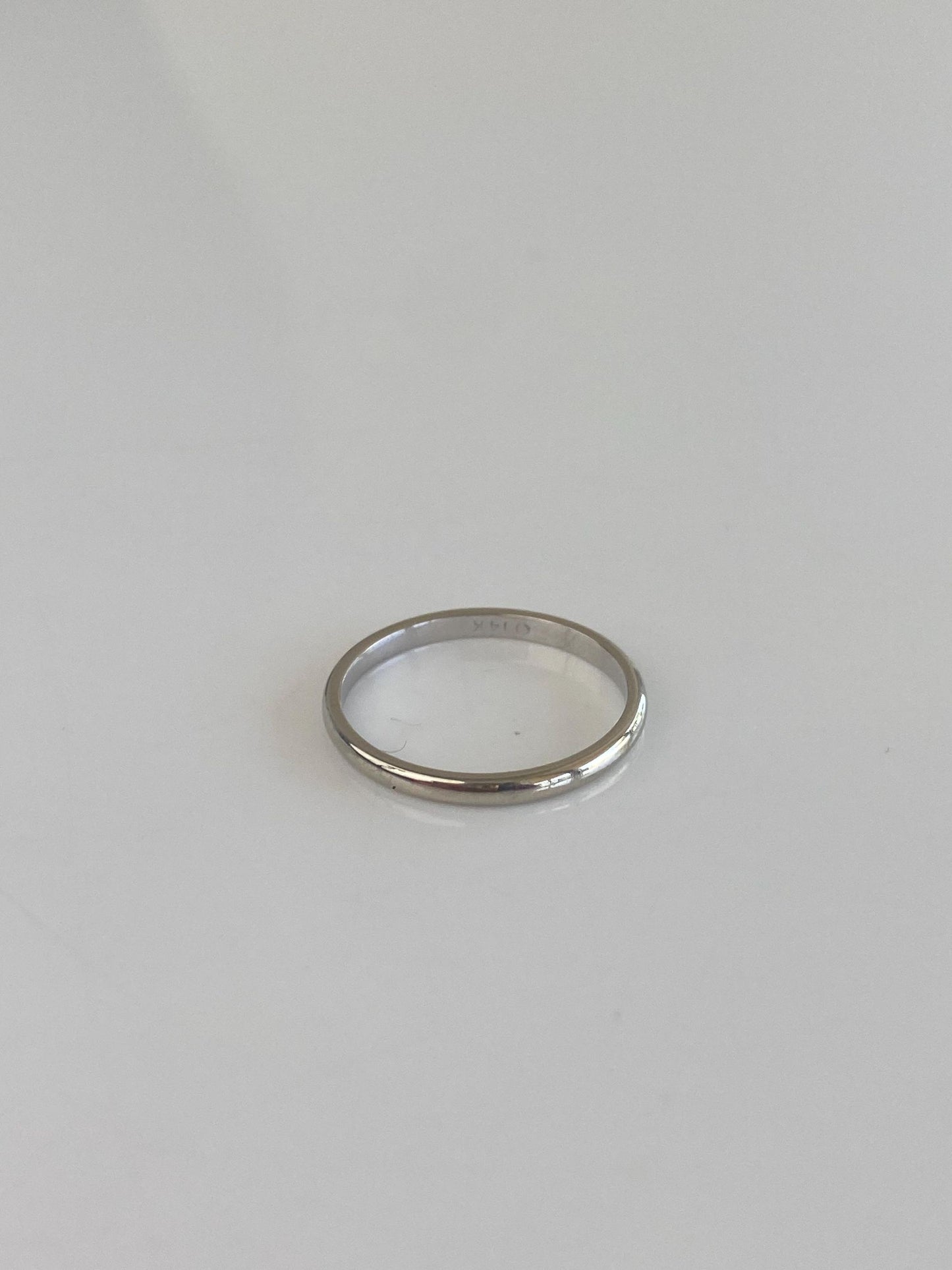 Vintage Solid 14k White Gold Slim Ring Band - Size 5.25