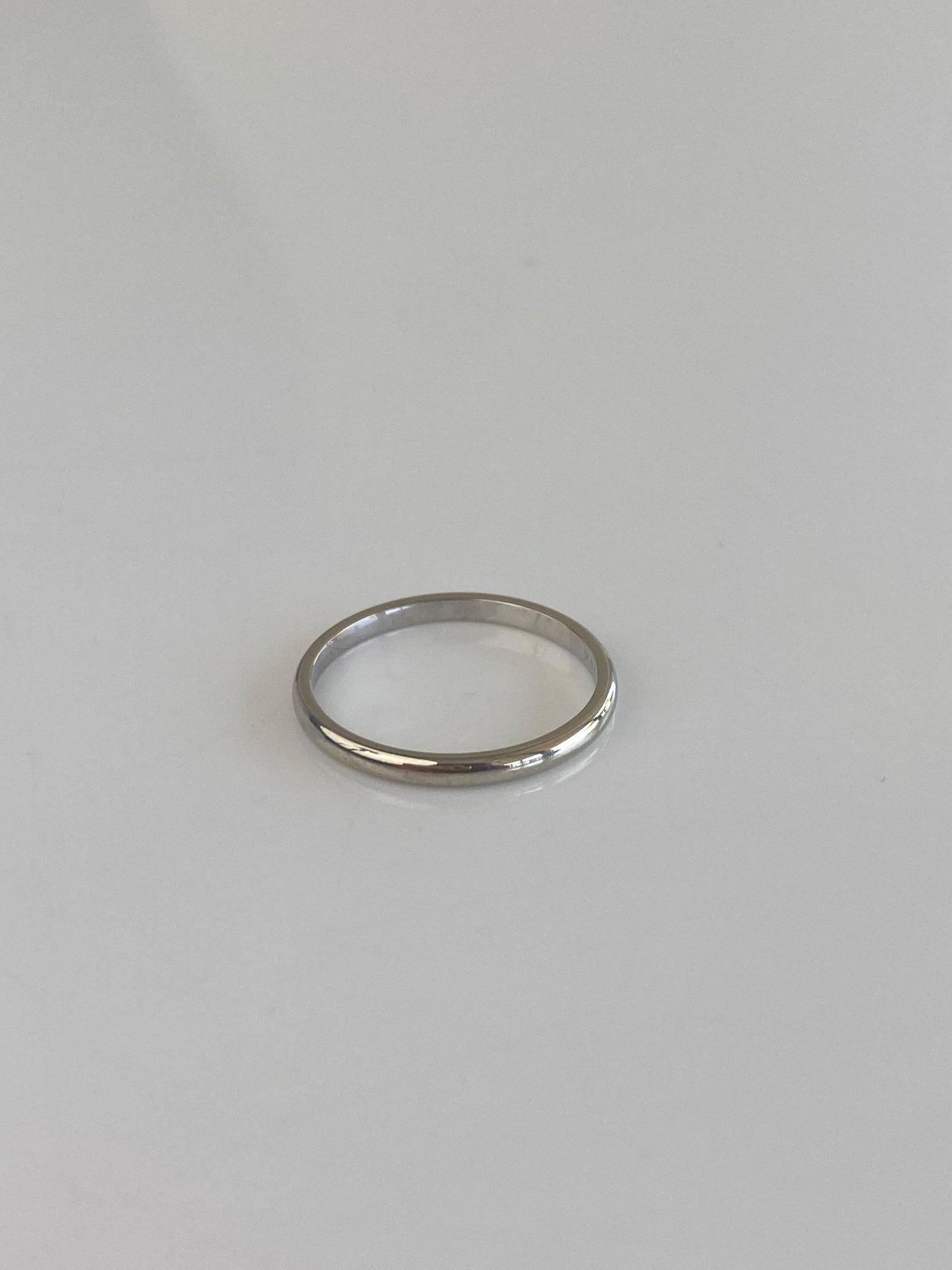 Vintage Solid 14k White Gold Slim Ring Band - Size 5.25