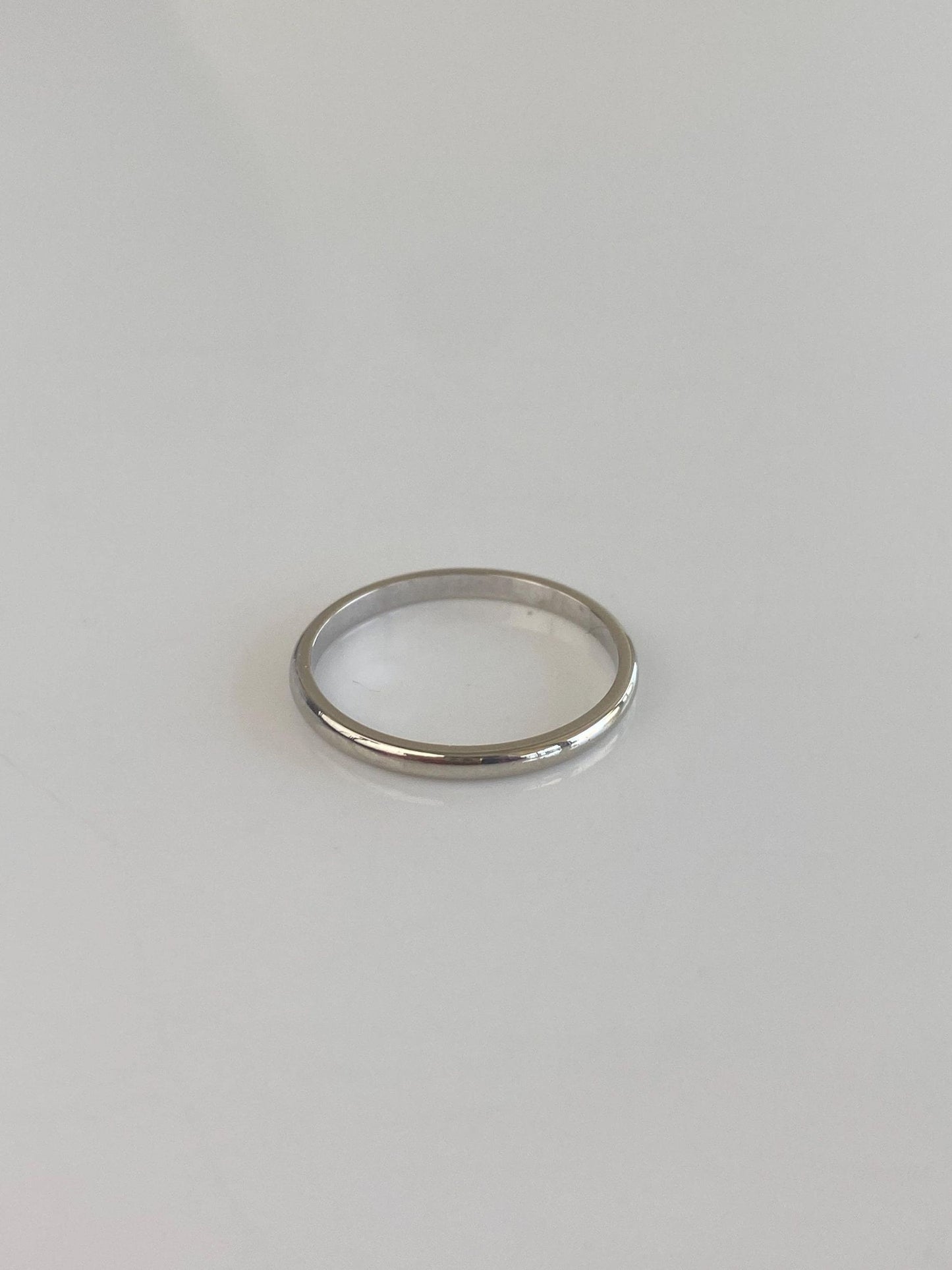 Vintage Solid 14k White Gold Slim Ring Band - Size 5.25