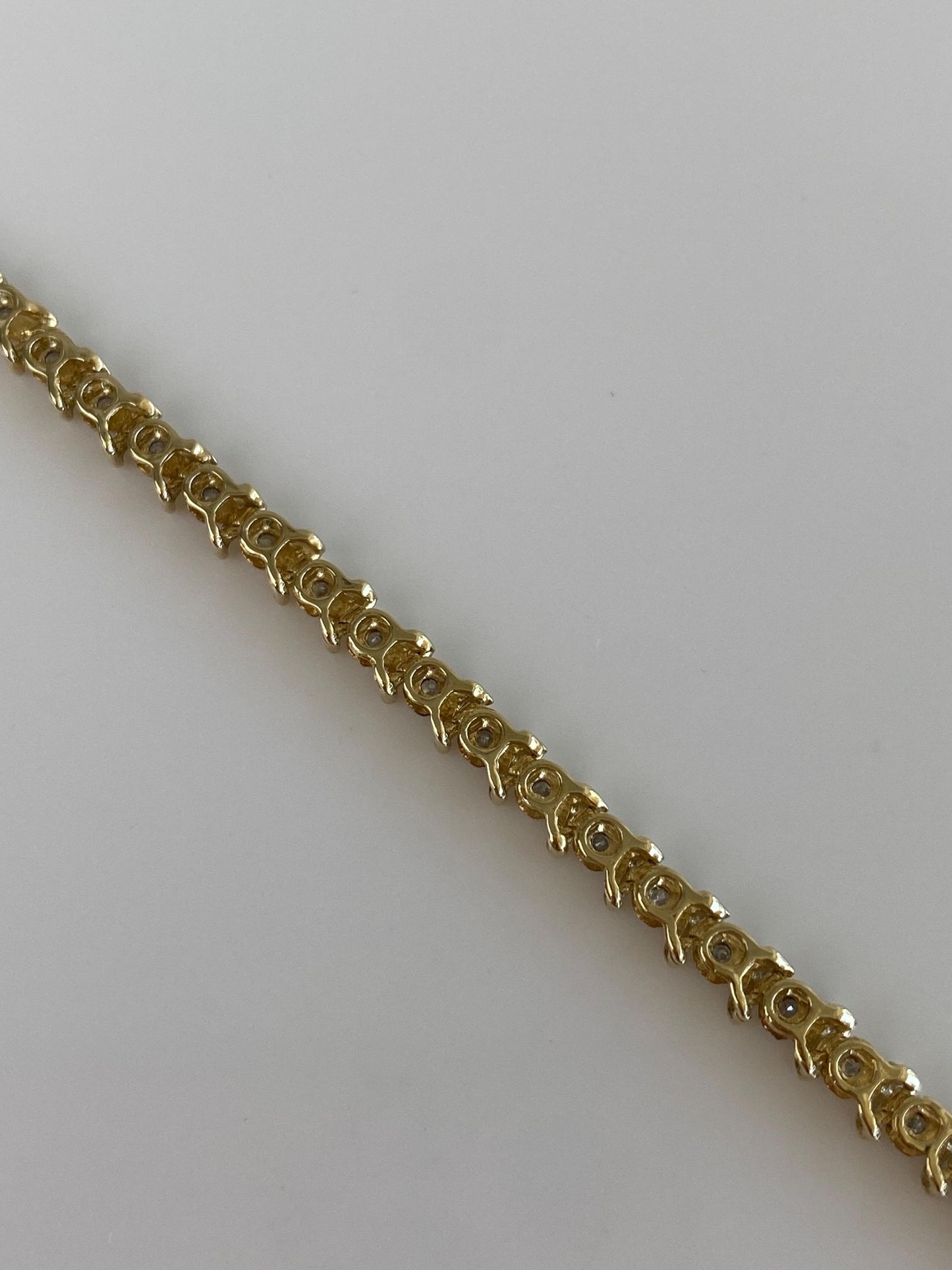 Vintage Solid 10k White & Yellow Gold Diamond Tennis Bracelet - 7.25 inches