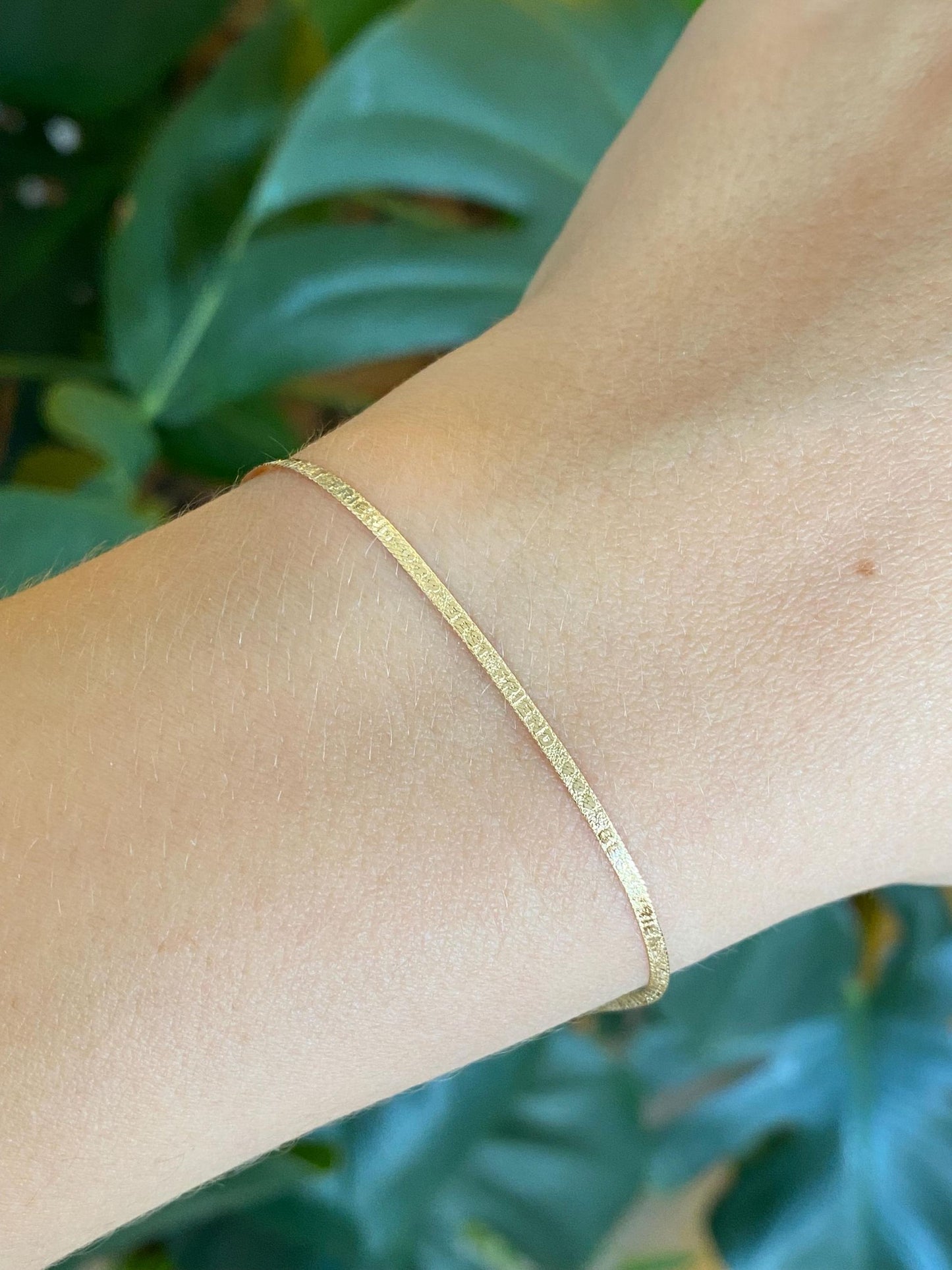 Vintage Solid 14k Yellow Gold Best Friends Flat Chain Bracelet - 7 Inches