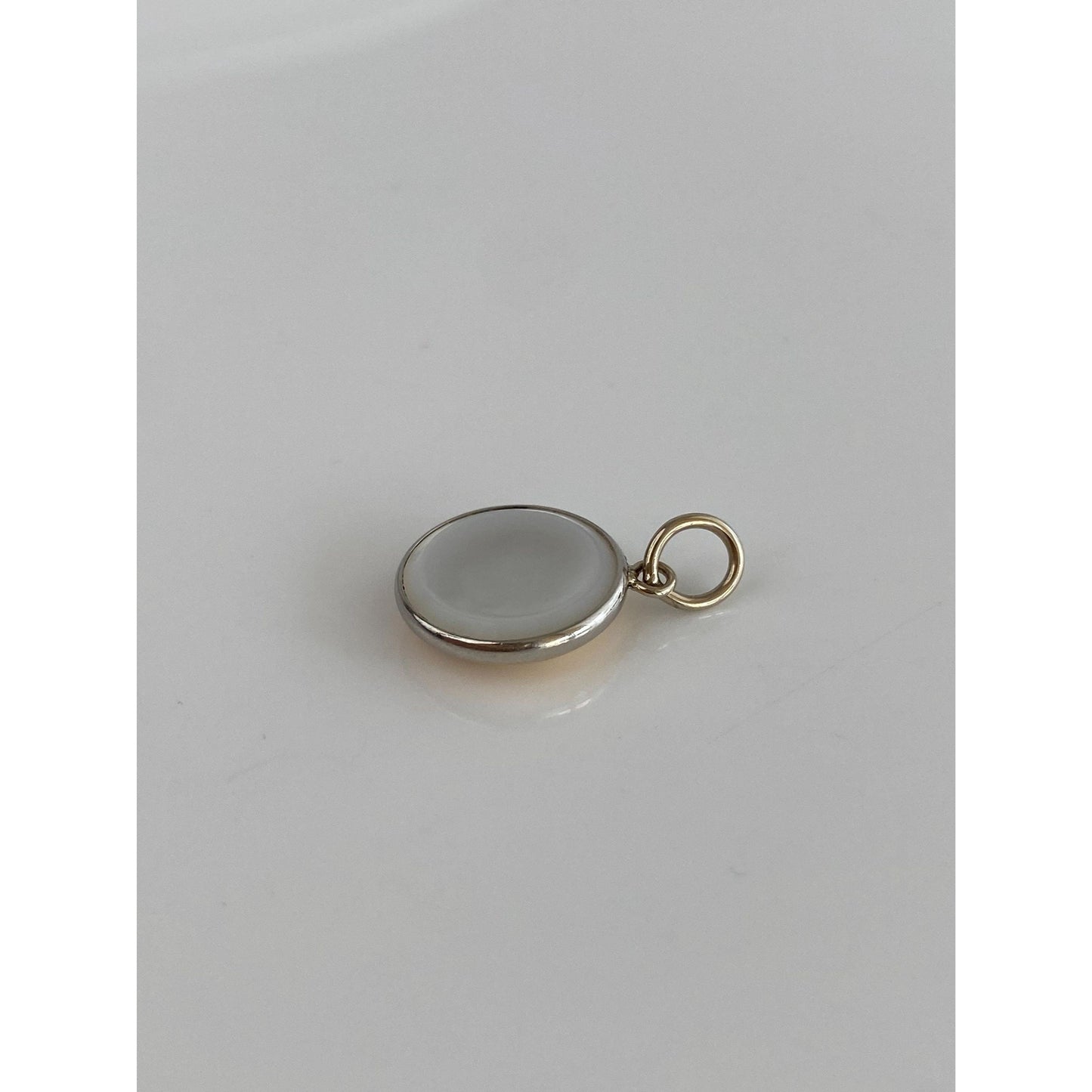 Vintage 14k White & Yellow Gold MOP Cufflink Conversion Charm