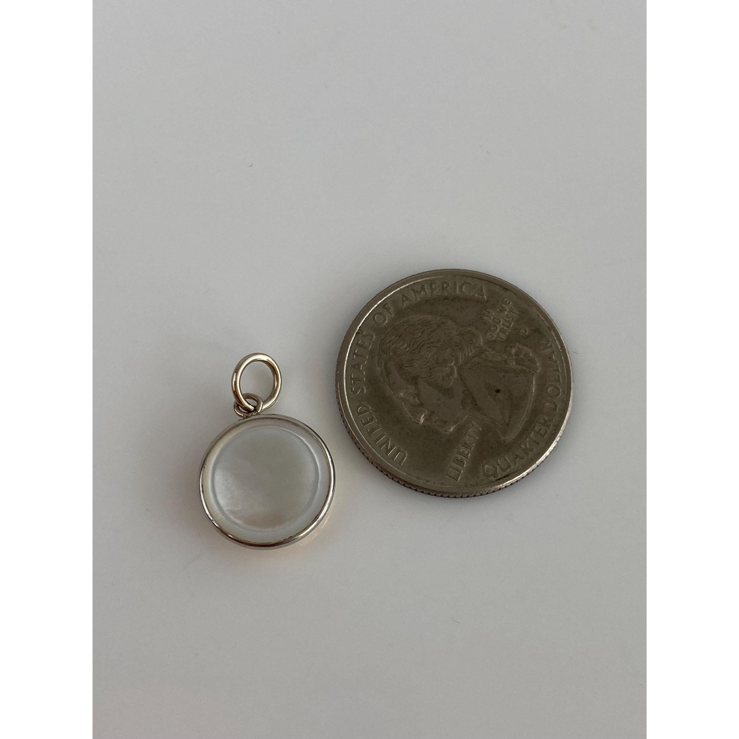 Vintage 14k White & Yellow Gold MOP Cufflink Conversion Charm