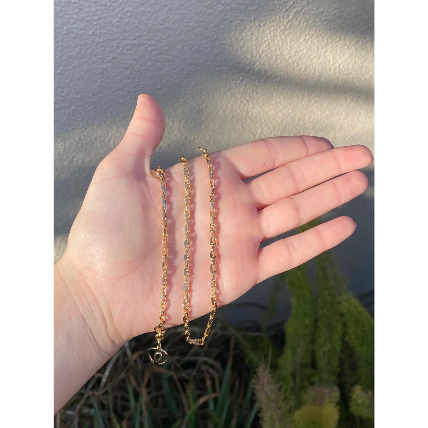 Solid 18k Yellow Gold Fancy Link Chain Necklace - 18.5 inches