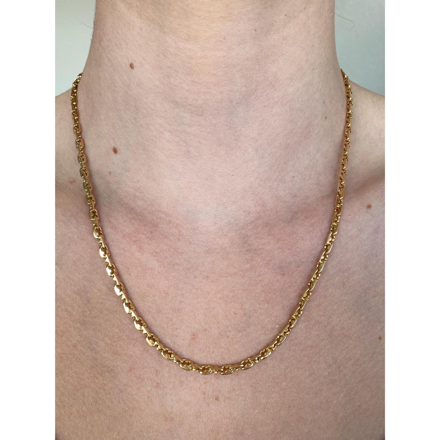 Solid 18k Yellow Gold Fancy Link Chain Necklace - 18.5 inches