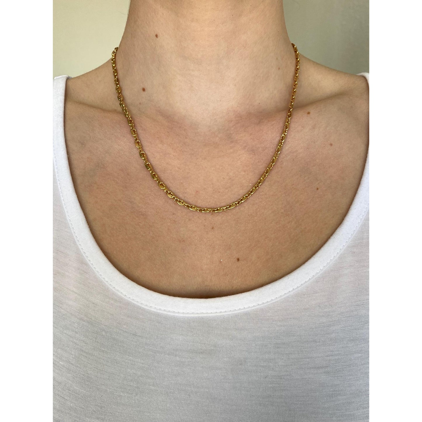 Solid 18k Yellow Gold Fancy Link Chain Necklace - 18.5 inches
