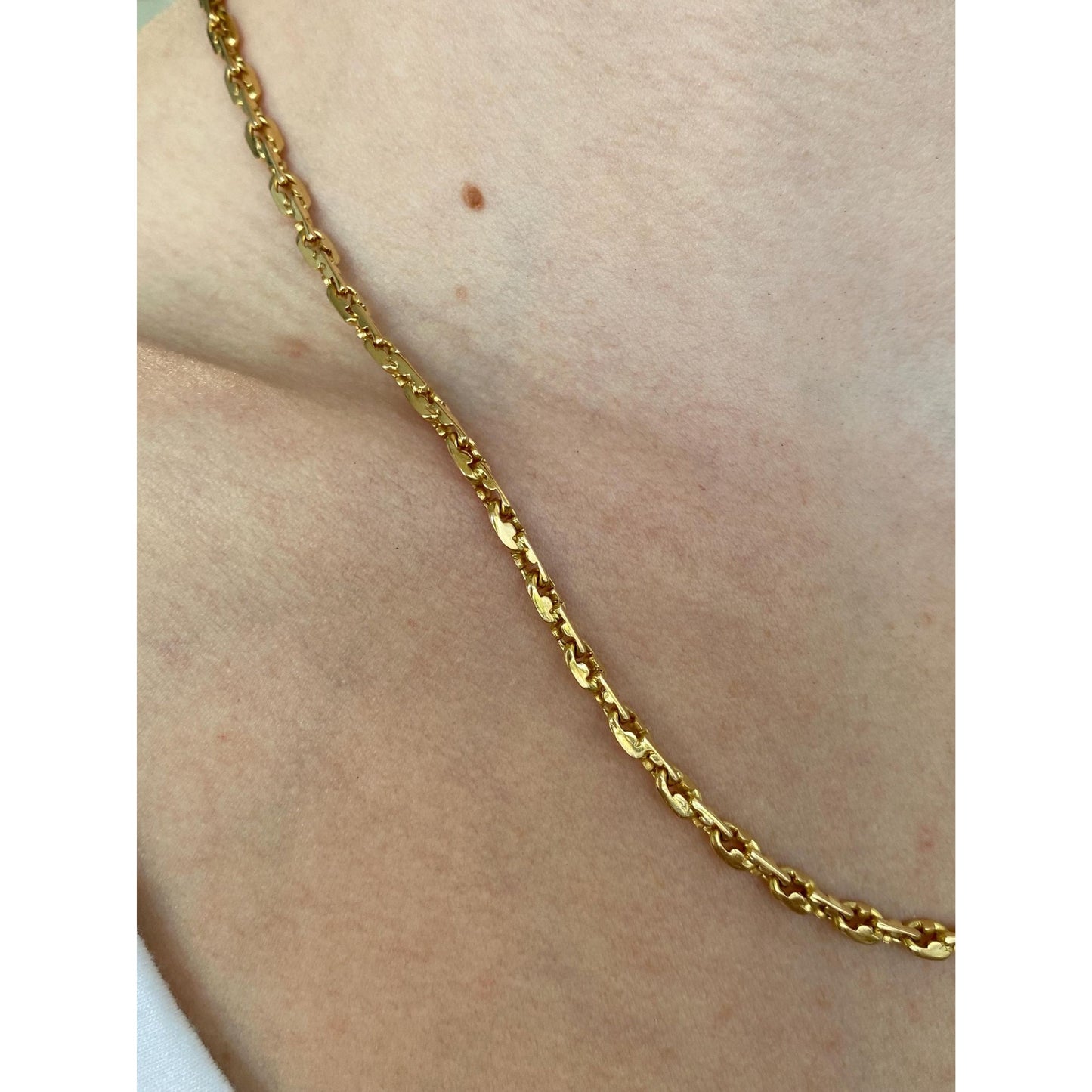 Solid 18k Yellow Gold Fancy Link Chain Necklace - 18.5 inches