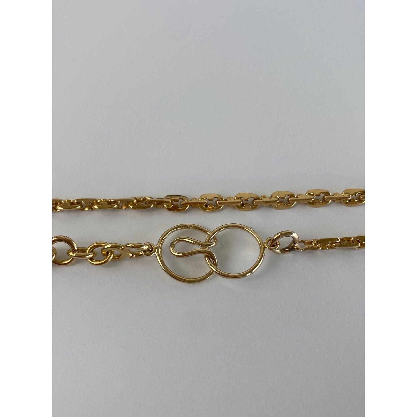 Solid 18k Yellow Gold Fancy Link Chain Necklace - 18.5 inches