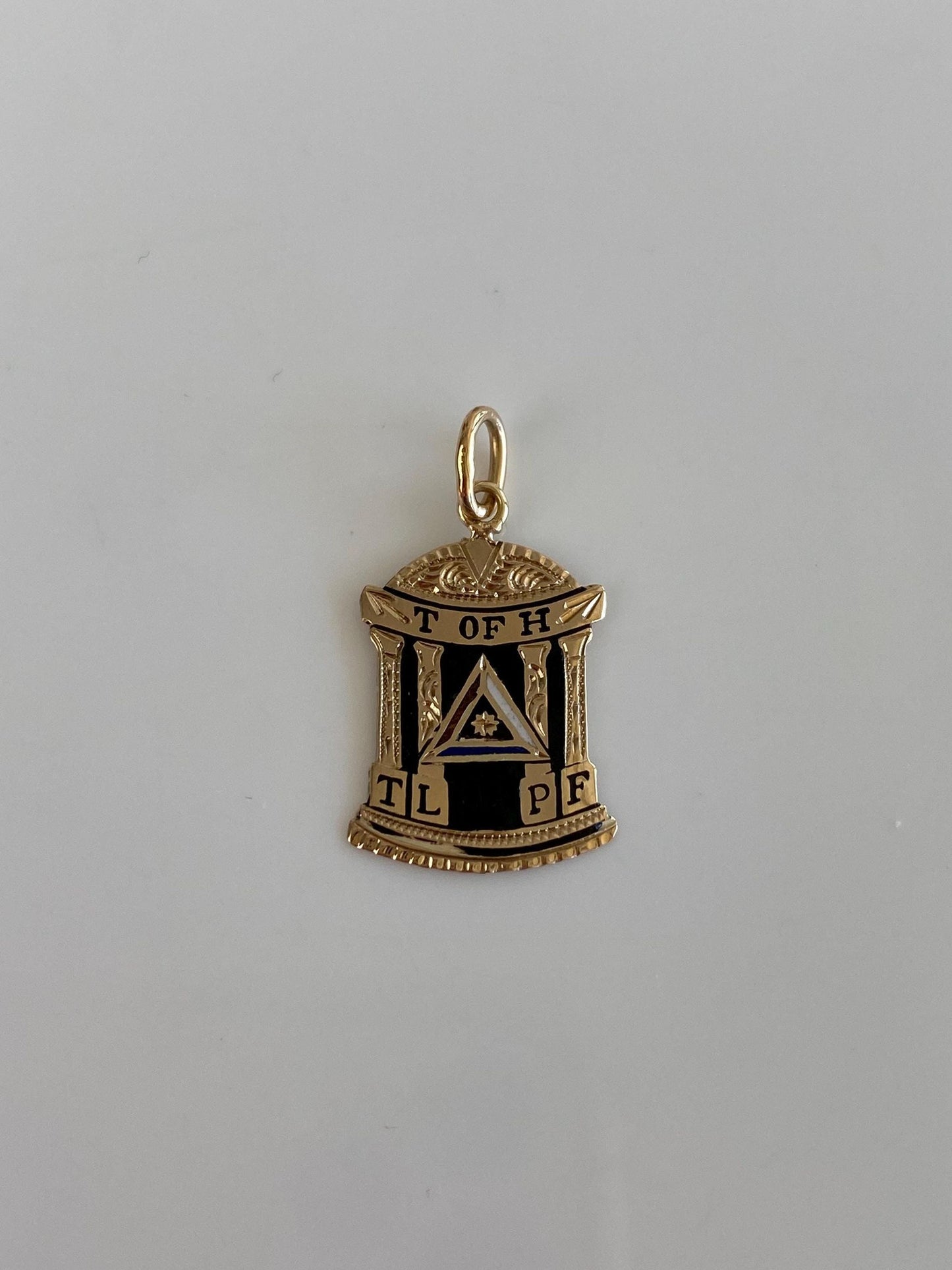 Vintage Solid 9k Yellow Gold Enamel Column Charm