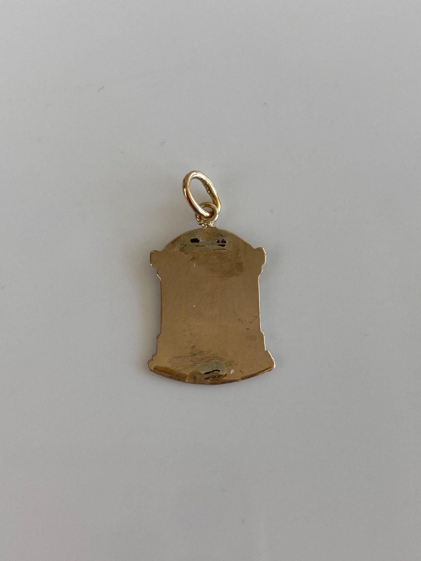Vintage Solid 9k Yellow Gold Enamel Column Charm