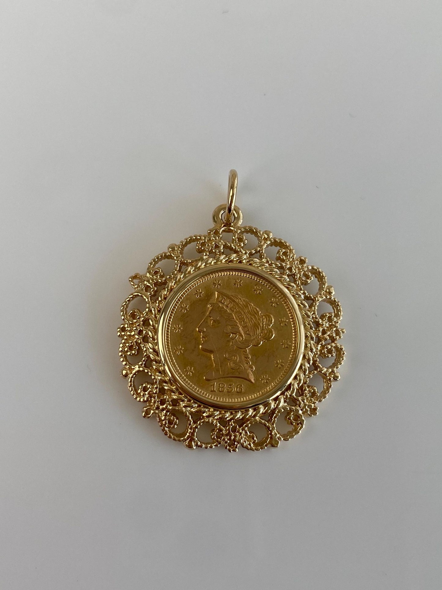 Vintage Solid 14k Yellow Gold 2 Dollar Liberty Coin Charm