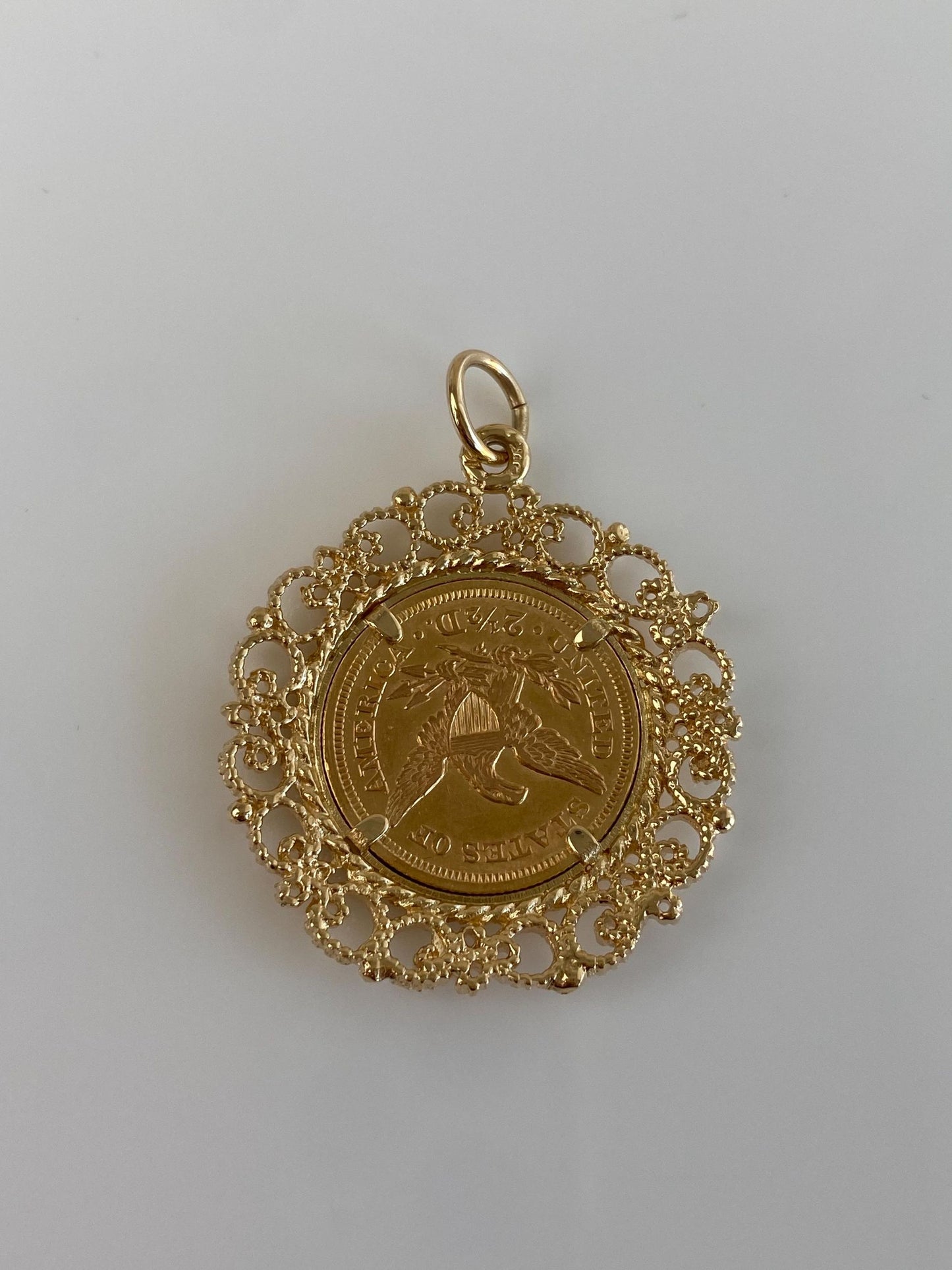 Vintage Solid 14k Yellow Gold 2 Dollar Liberty Coin Charm