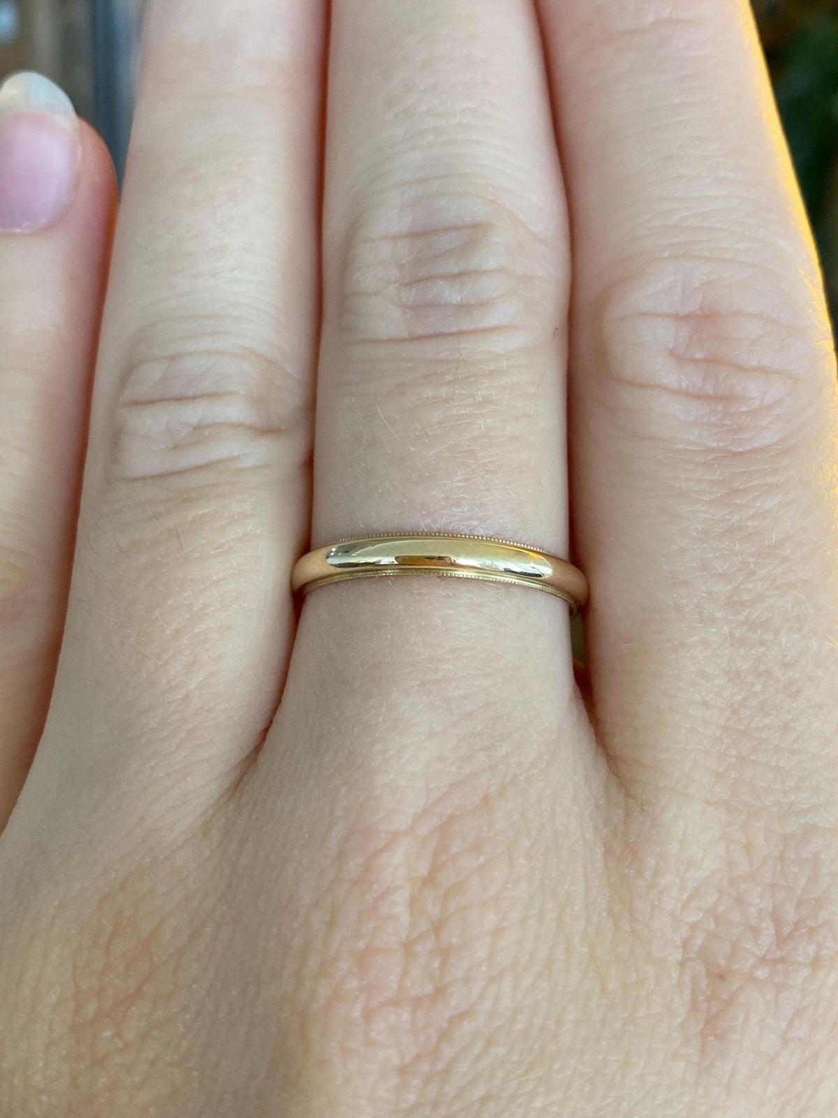 Vintage Solid 14k Yellow Gold Milgrain Ring Band - Size 8