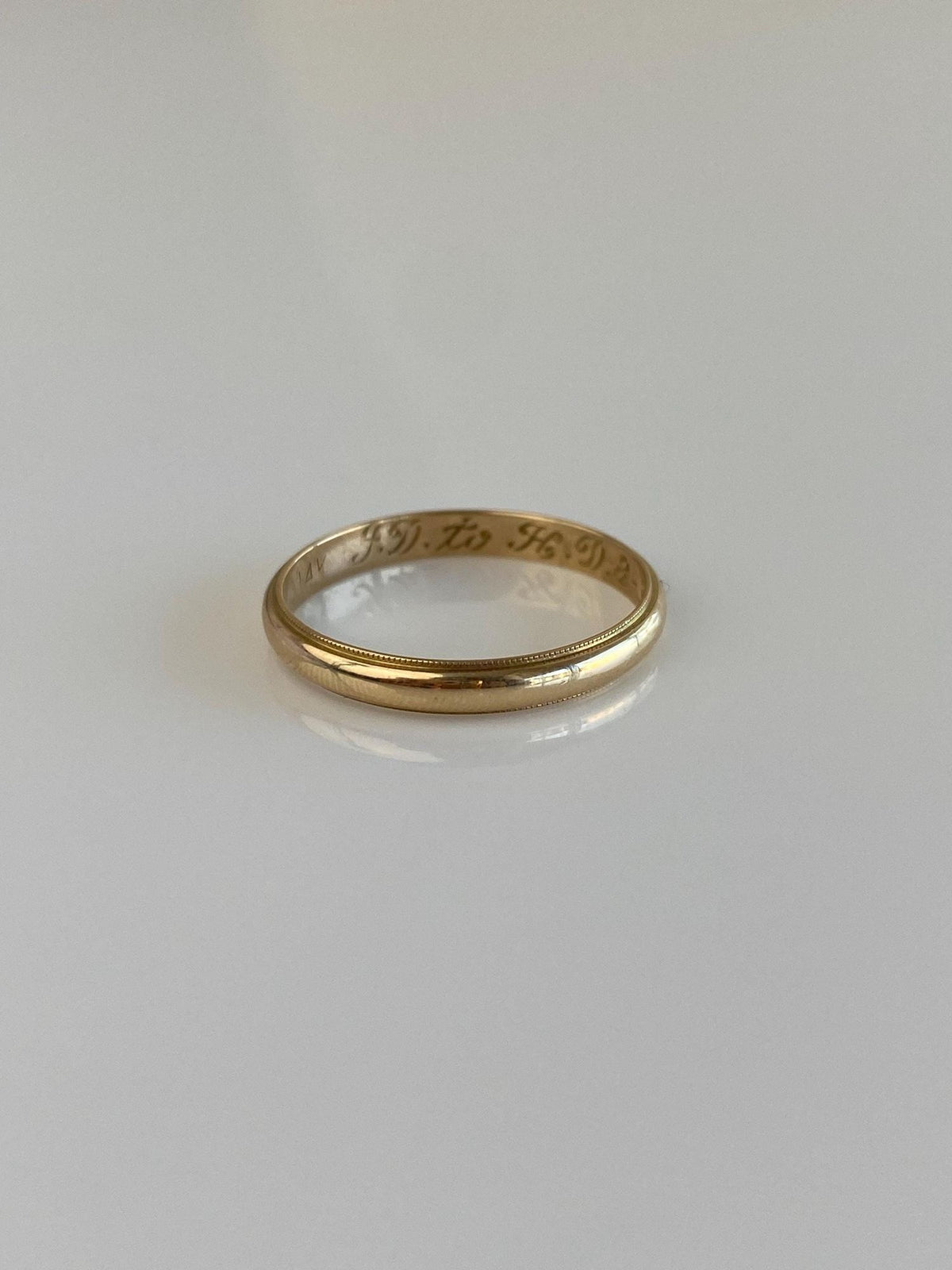 Vintage Solid 14k Yellow Gold Milgrain Ring Band - Size 8
