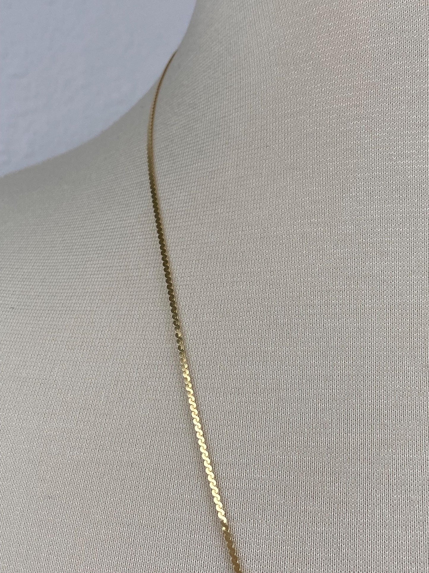 Vintage Solid 14k Yellow Gold Serpentine Chain Necklace - 24 inches