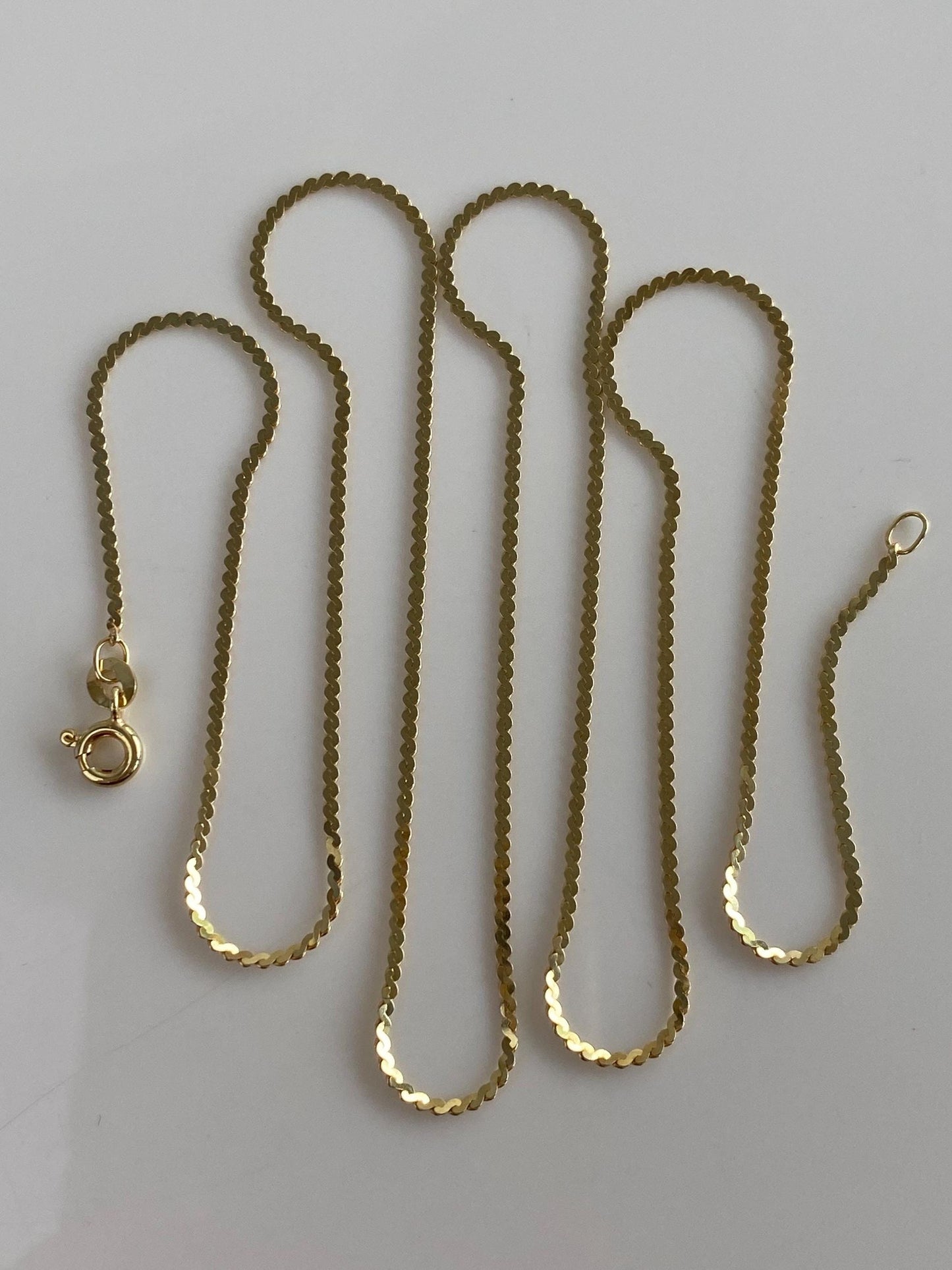 Vintage Solid 14k Yellow Gold Serpentine Chain Necklace - 24 inches