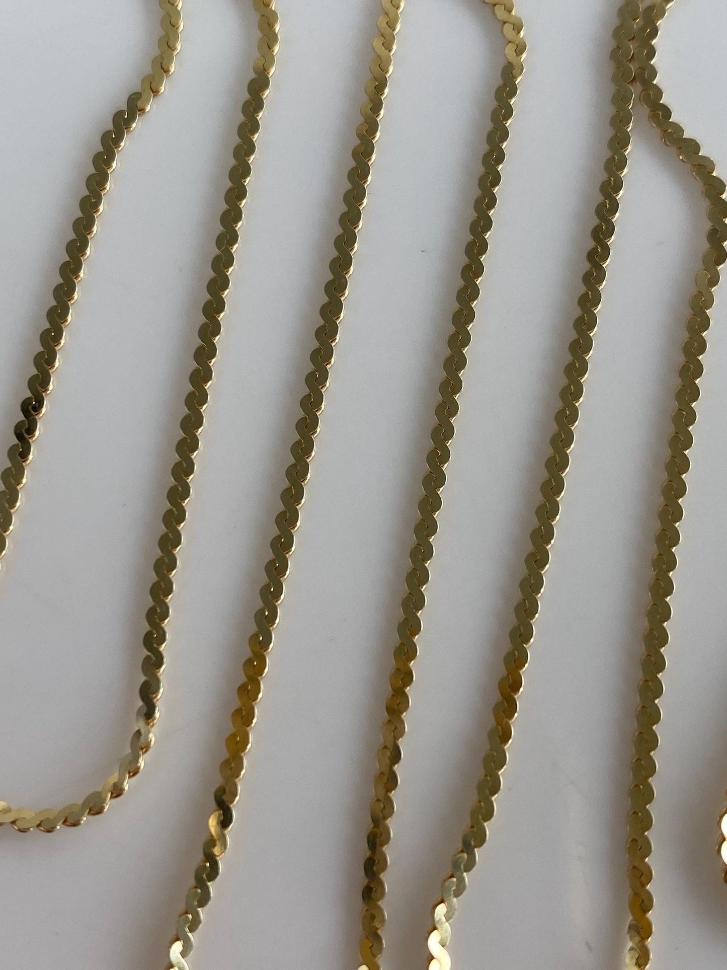 Vintage Solid 14k Yellow Gold Serpentine Chain Necklace - 24 inches