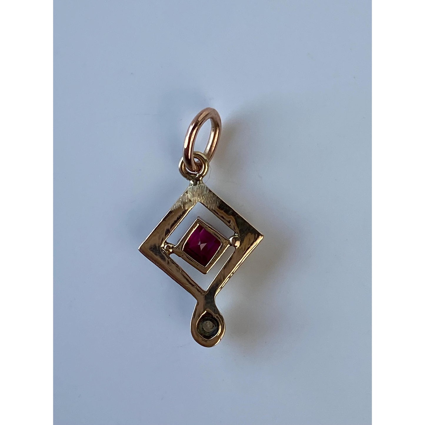 Vintage Solid 10k Yellow Gold Pink Spinel Seed Pearl Stick Pin Conversion Charm