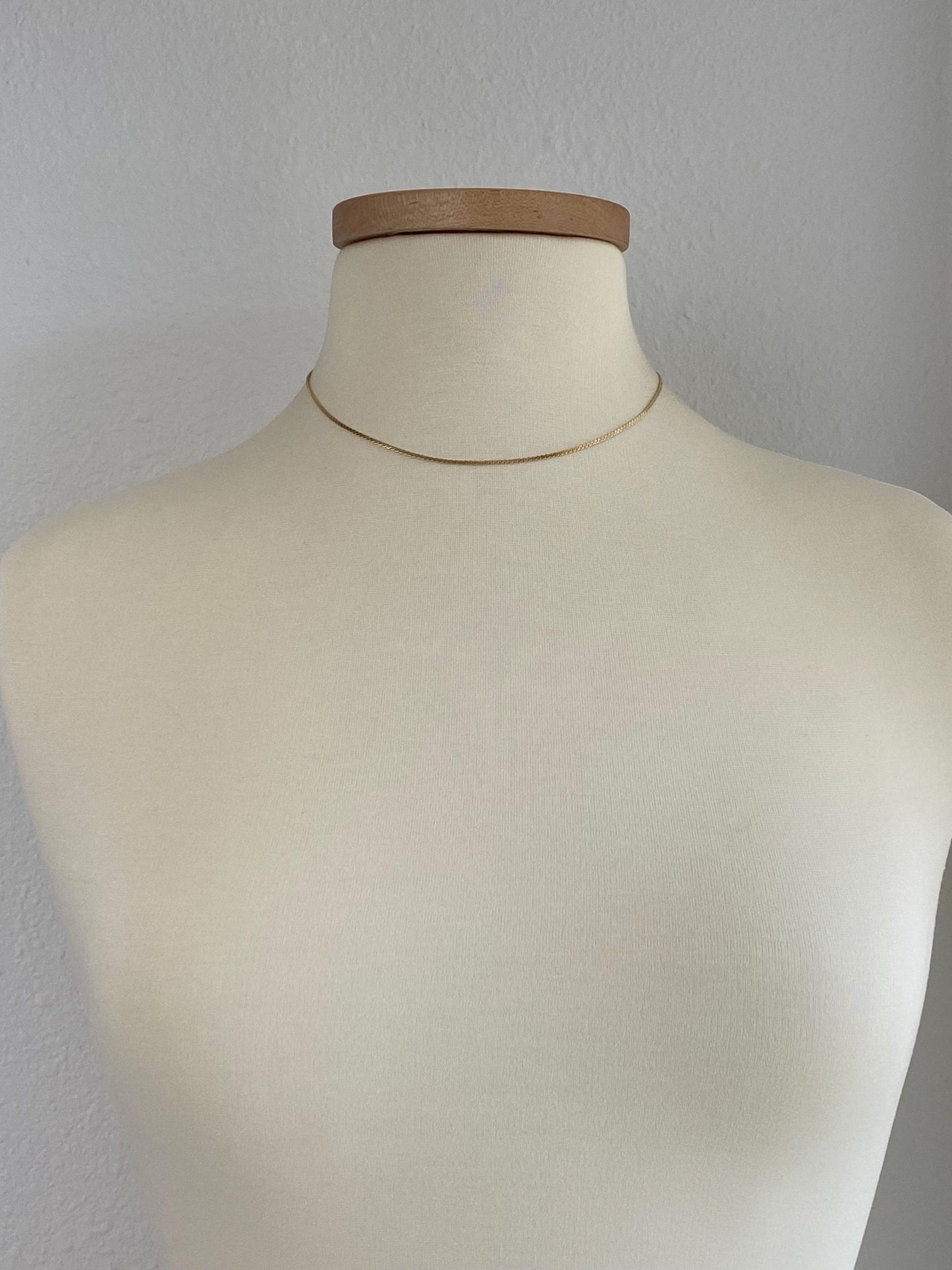 Vintage Solid 14k Yellow Gold Serpentine Chain Necklace - 16.5 inches