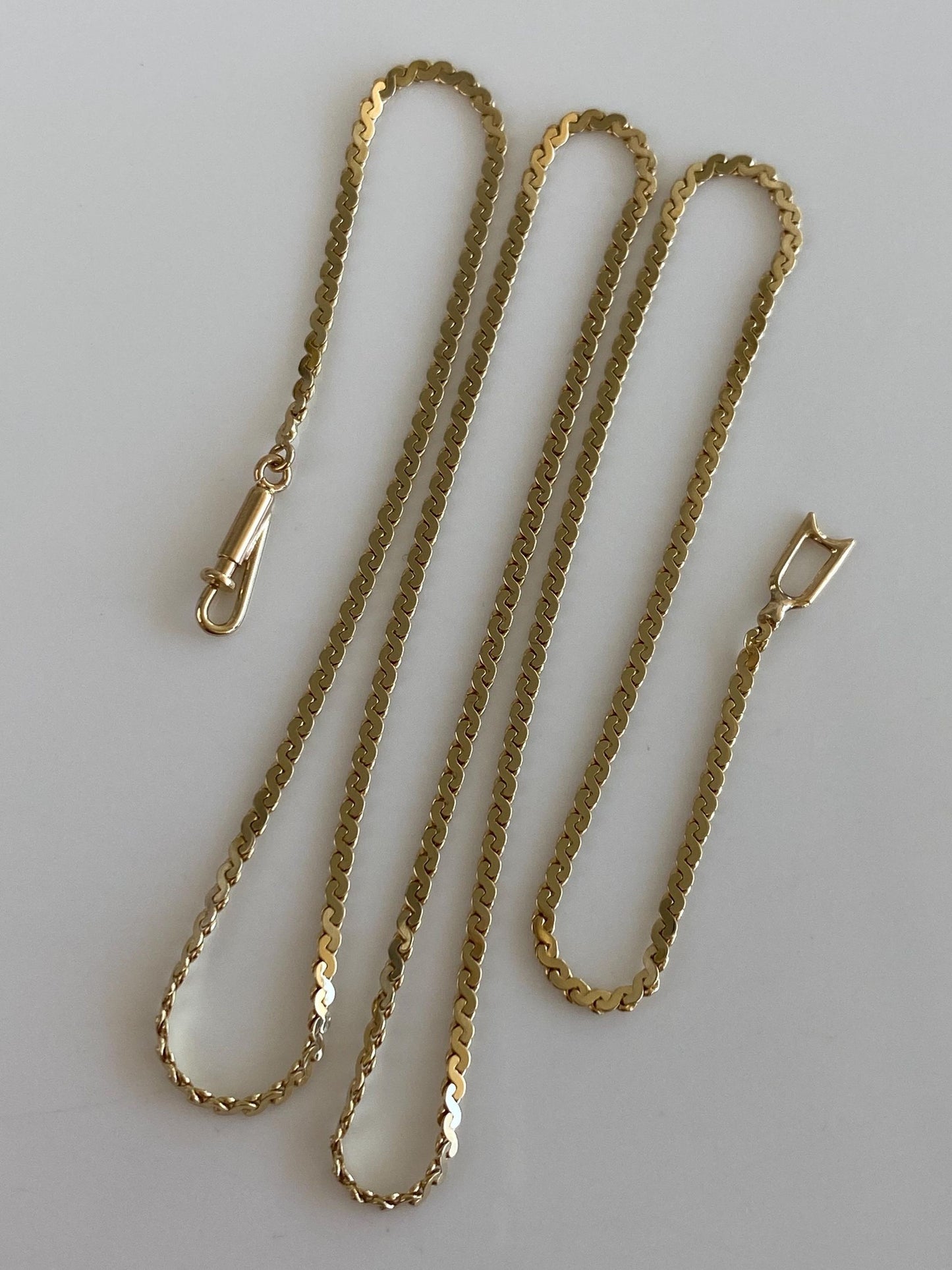 Vintage Solid 14k Yellow Gold Serpentine Chain Necklace - 16.5 inches