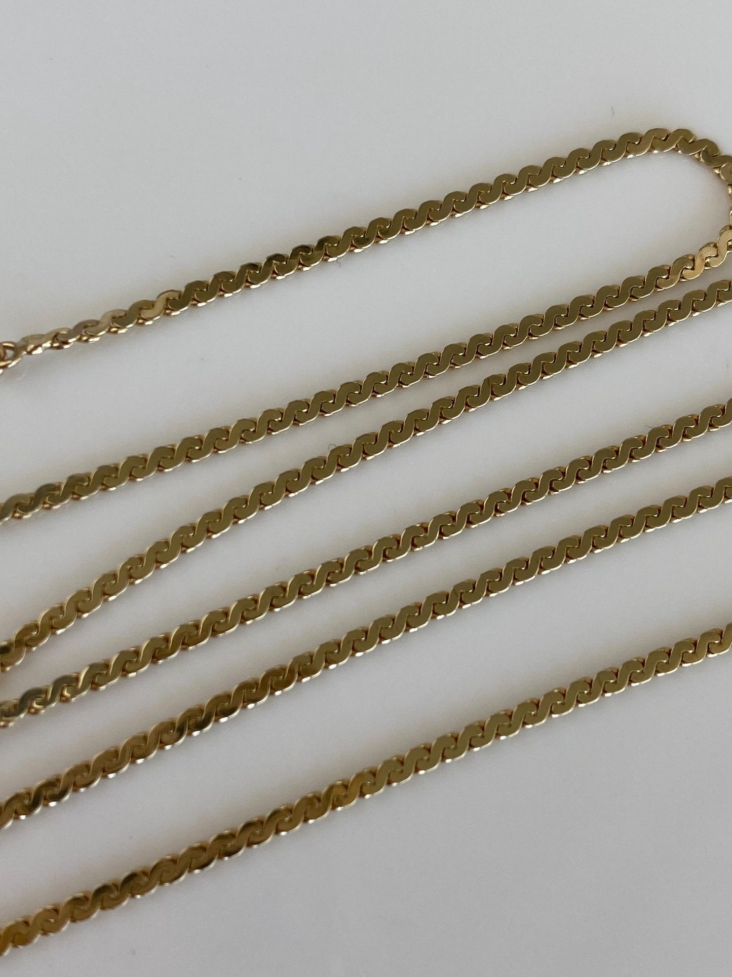 Vintage Solid 14k Yellow Gold Serpentine Chain Necklace - 16.5 inches