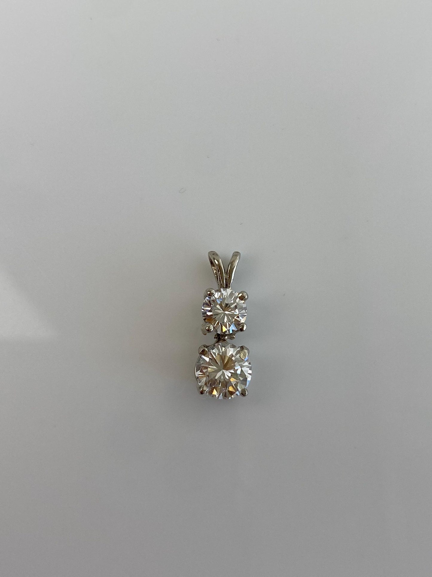 Vintage Solid 14k White Gold Double Clear Quartz Charm
