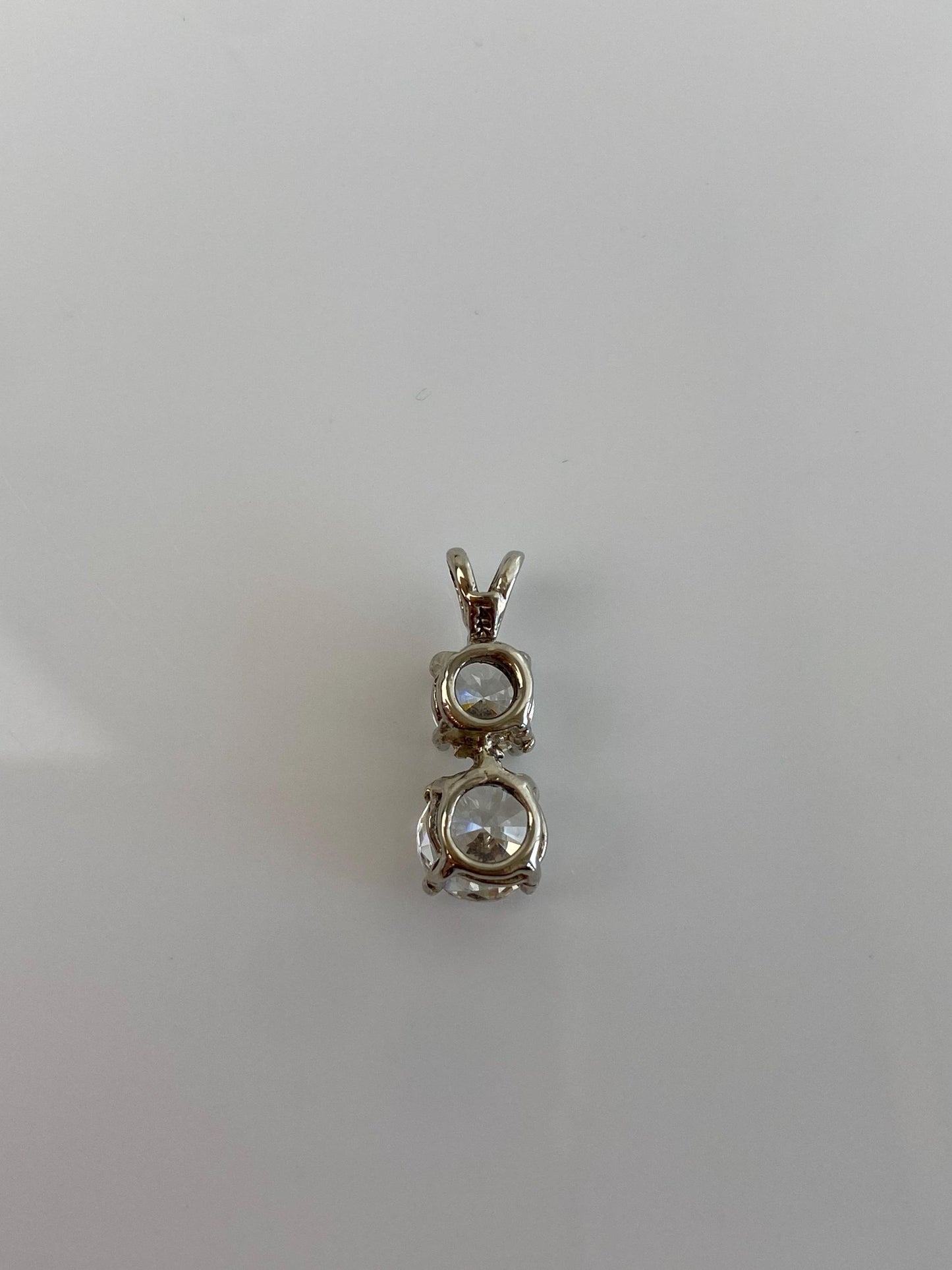 Vintage Solid 14k White Gold Double Clear Quartz Charm