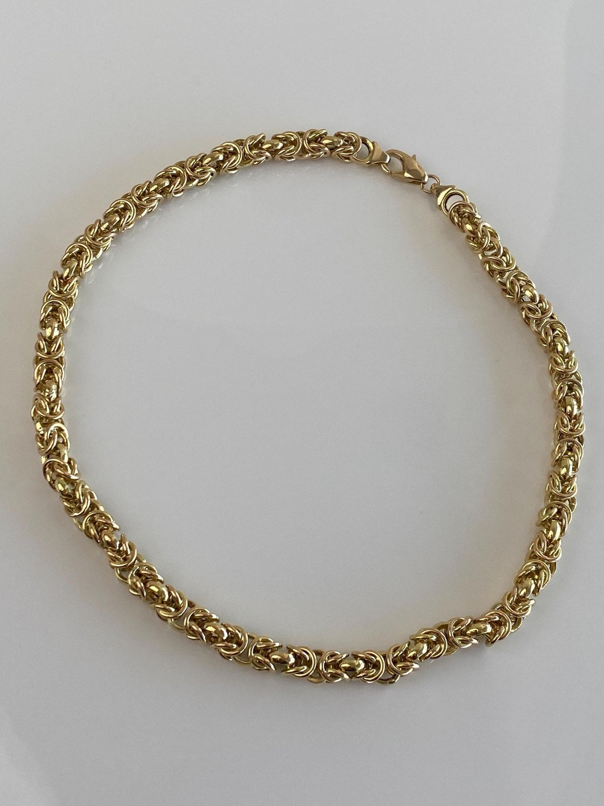 Vintage 14k Yellow Gold Chunky Rounded Byzantine Chain Necklace - 16.75 inches