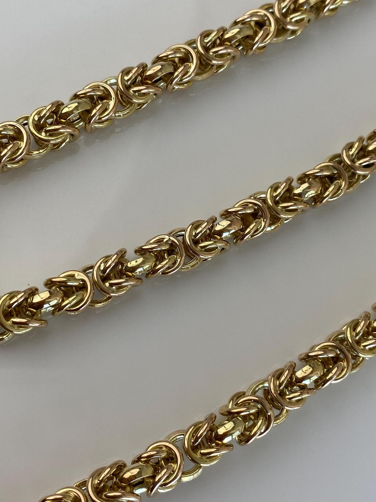 Vintage 14k Yellow Gold Chunky Rounded Byzantine Chain Necklace - 16.75 inches
