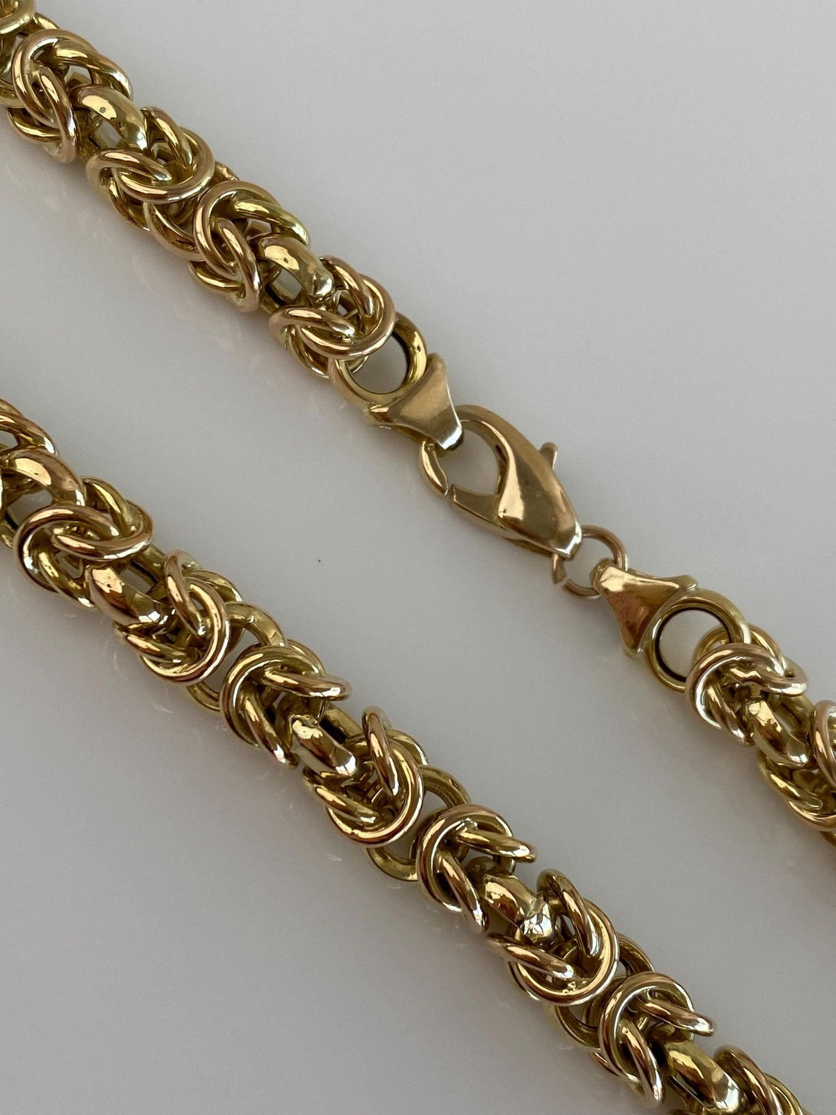 Vintage 14k Yellow Gold Chunky Rounded Byzantine Chain Necklace - 16.75 inches