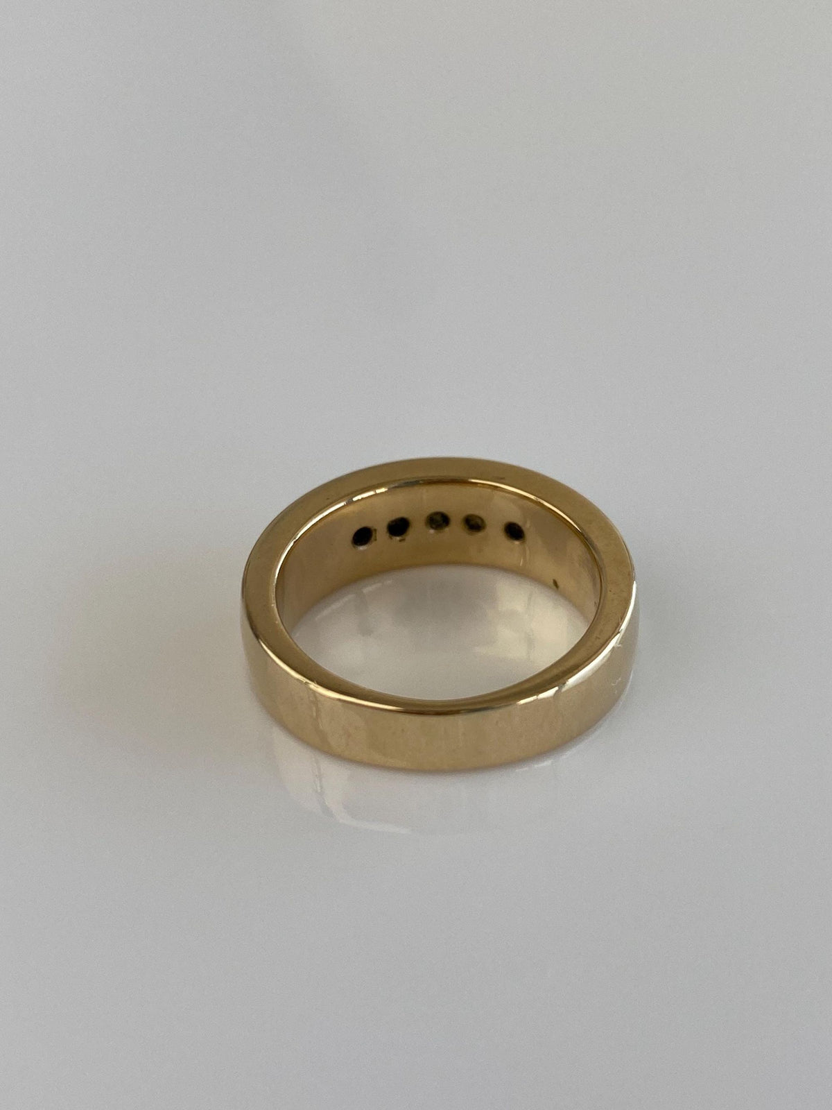 Vintage Solid 14k White & Yellow Gold Diamond Ring Band - Size 5.25
