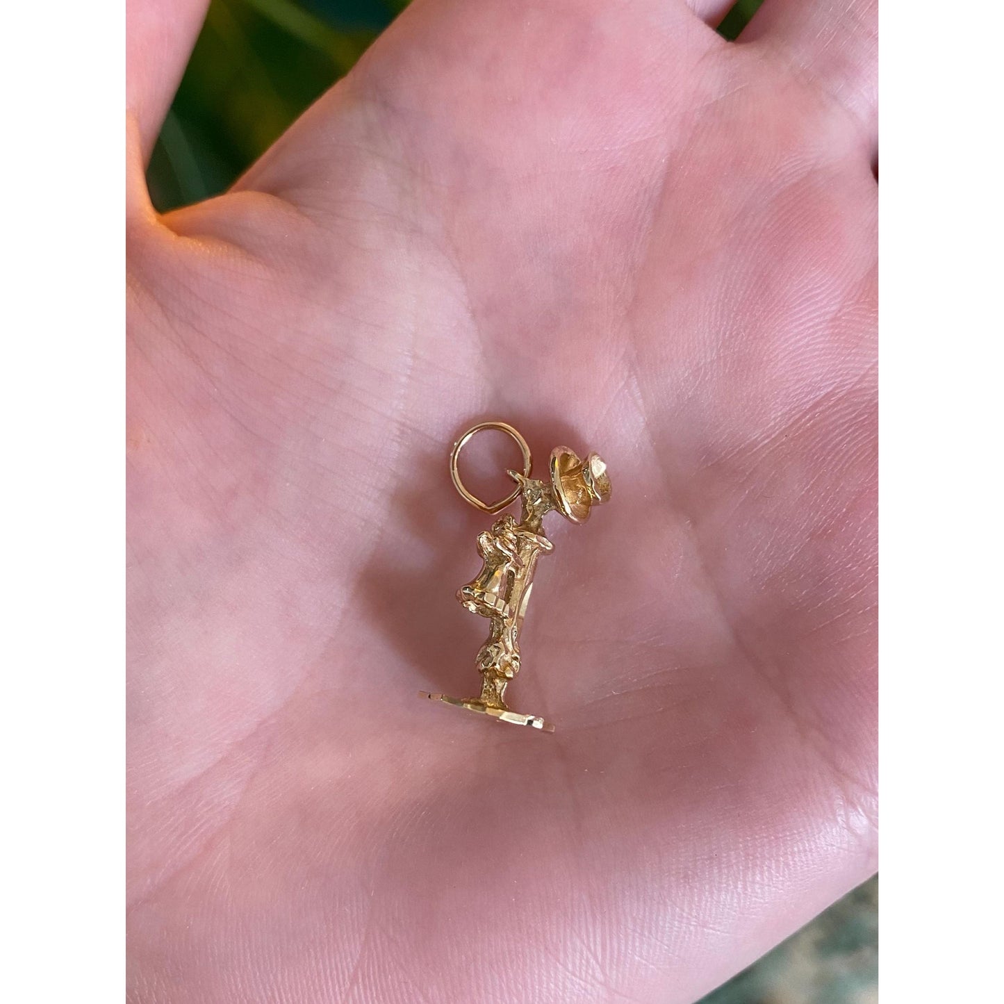 Vintage Solid 14k Yellow Gold Old Timey Candlestick Phone Charm